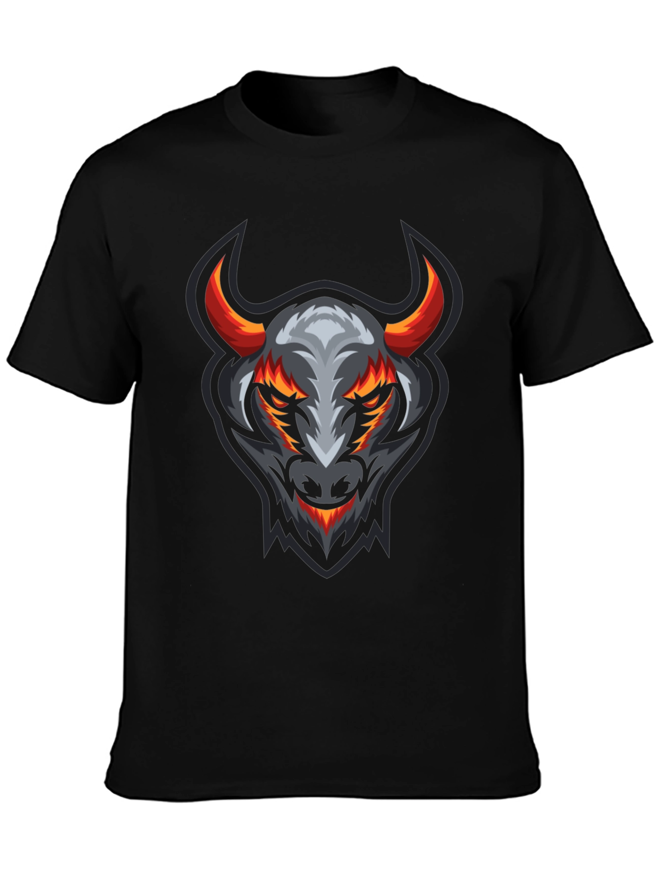 Black Black T-Shirt with Bull Graphic view 3