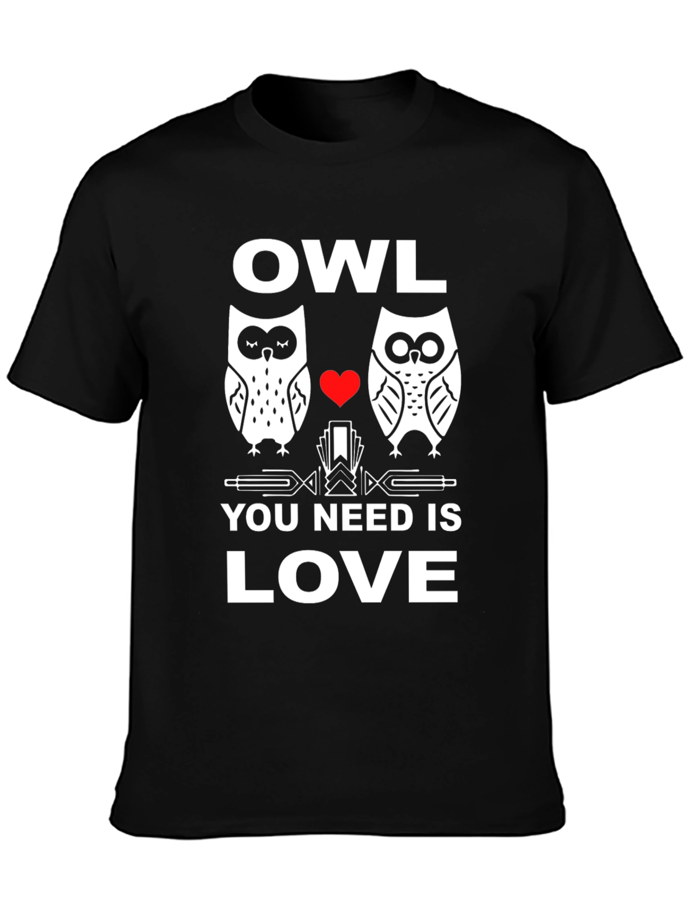 Black Owl You Need Is Love T-Shirt - Black view 3