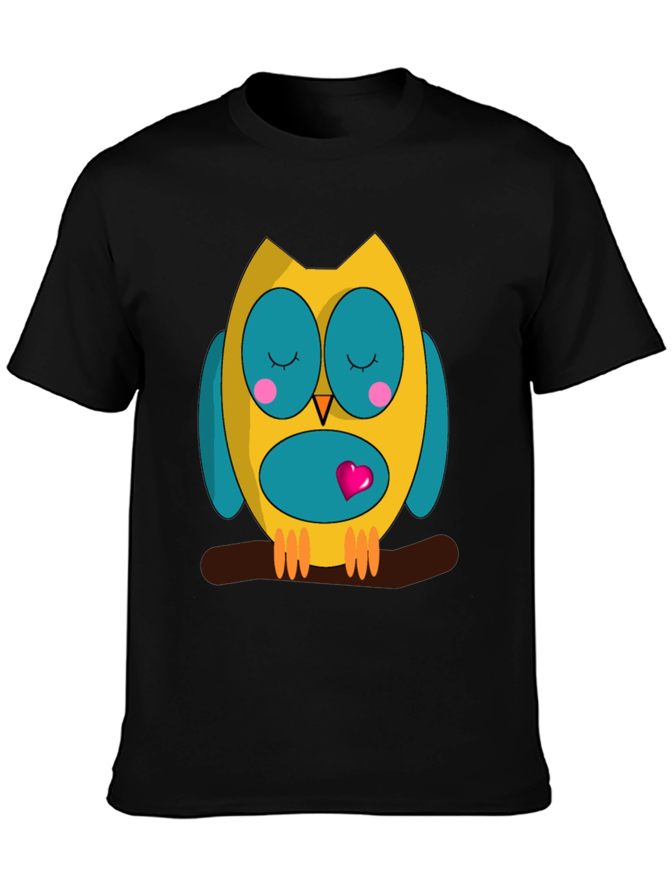 Black Cute Owl Graphic Tee - Black Cotton Blend Shirt view 3