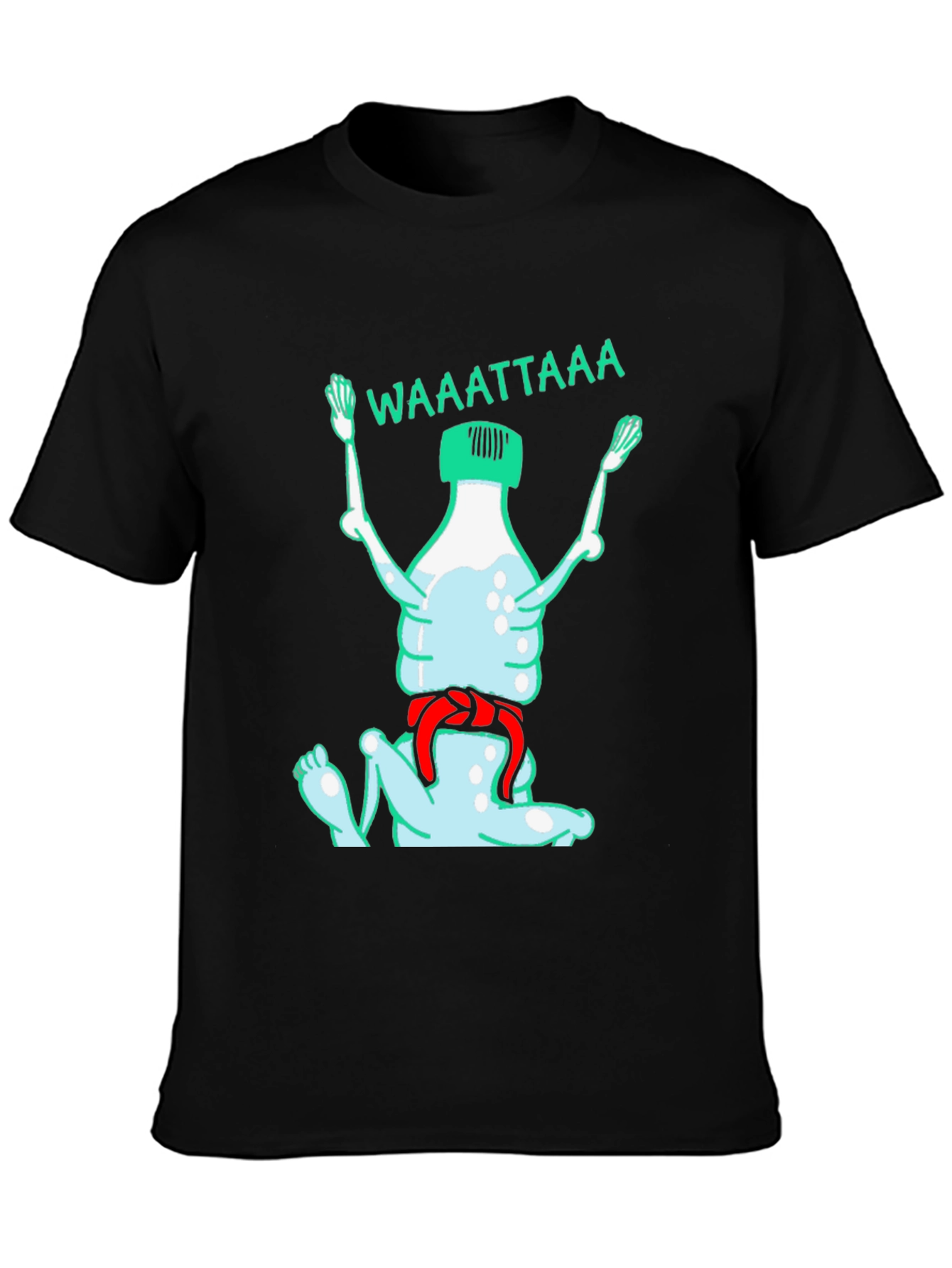 Black Funny Water Bottle Cartoon Graphic T-Shirt view 3