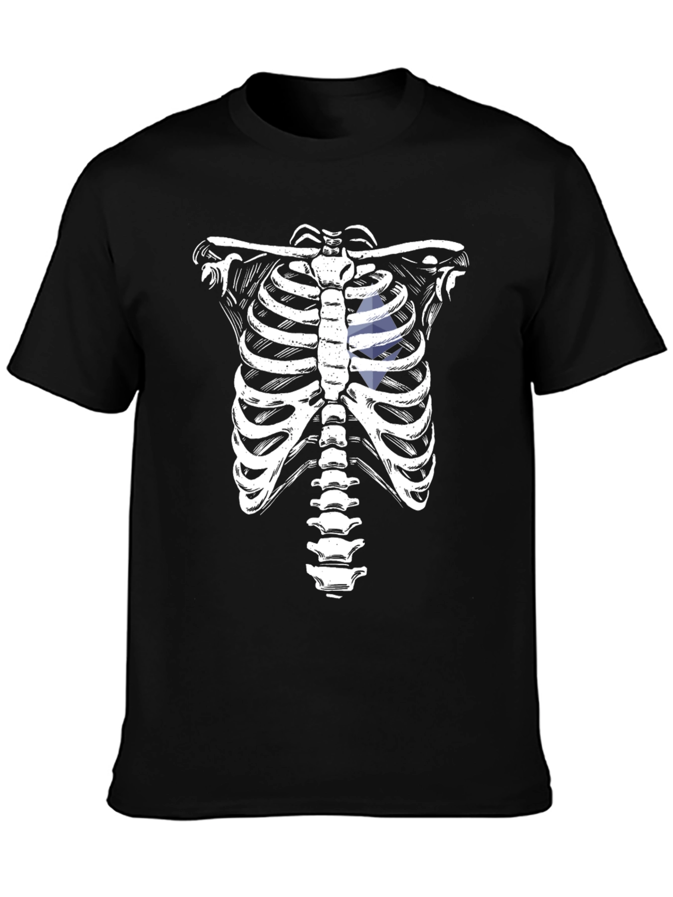 Black Skeleton Rib Cage Graphic Tee - Halloween Costume view 3