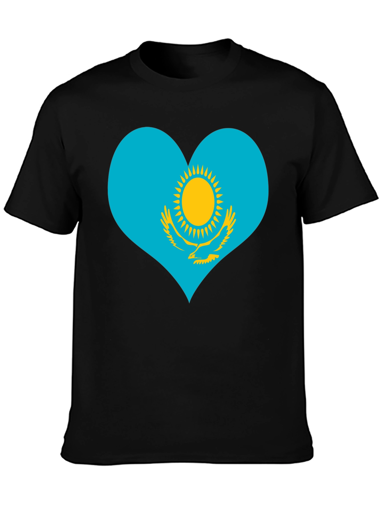 Kazakhstan Heart Flag Graphic Tee - Black - 3