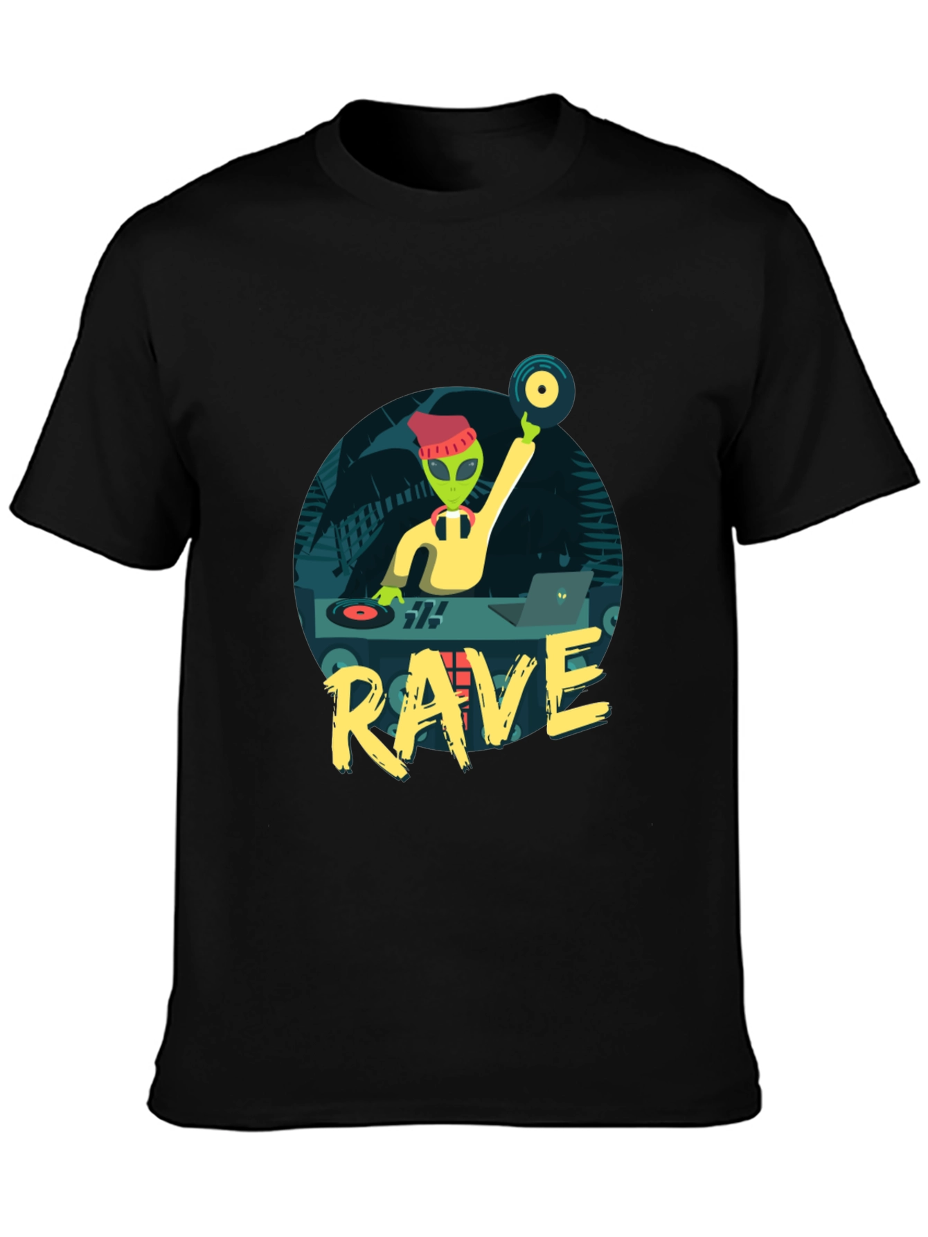 Black Alien DJ Rave T-Shirt view 3