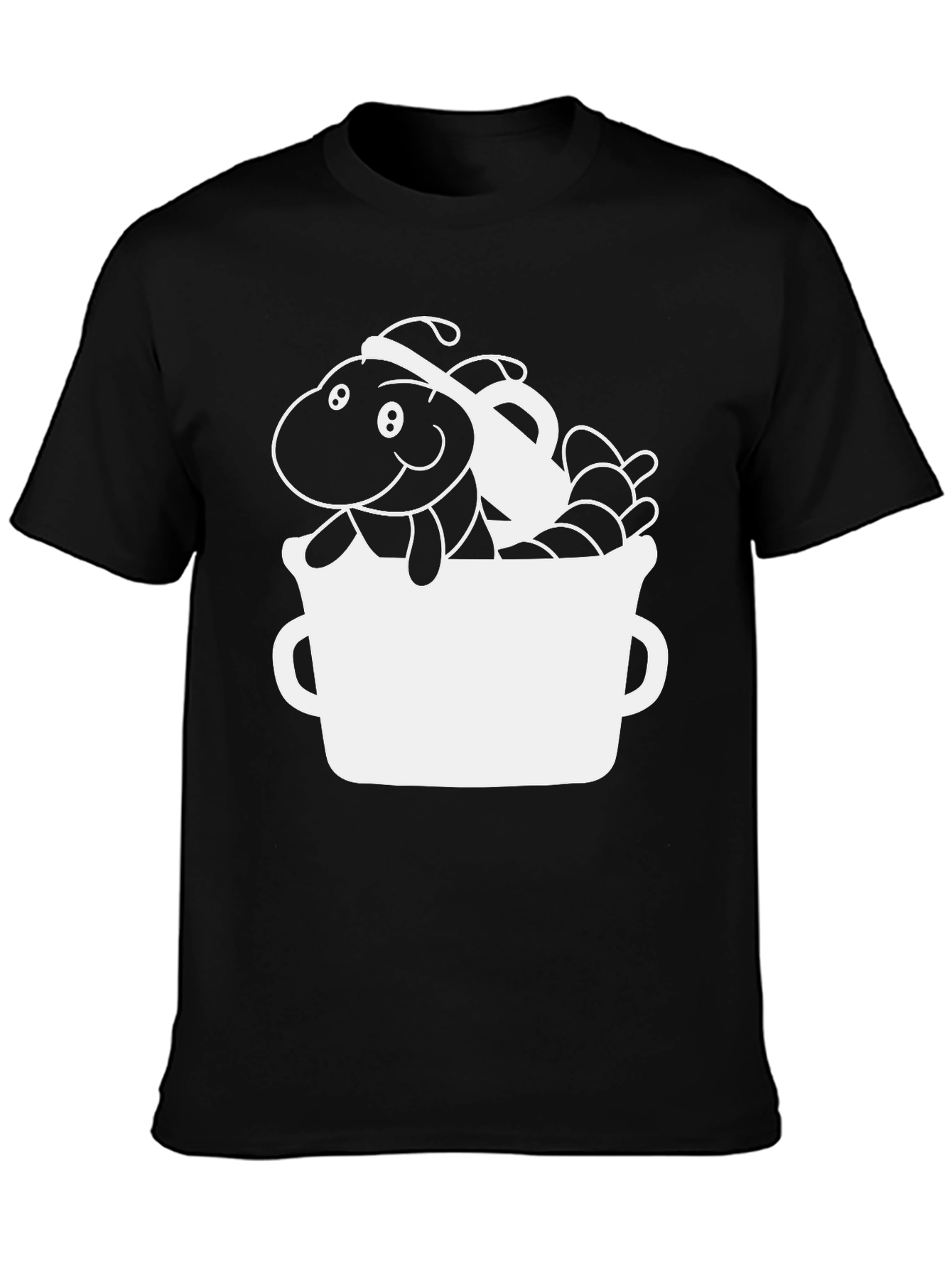 Black Cute Worm in a Mug Graphic T-Shirt view 3