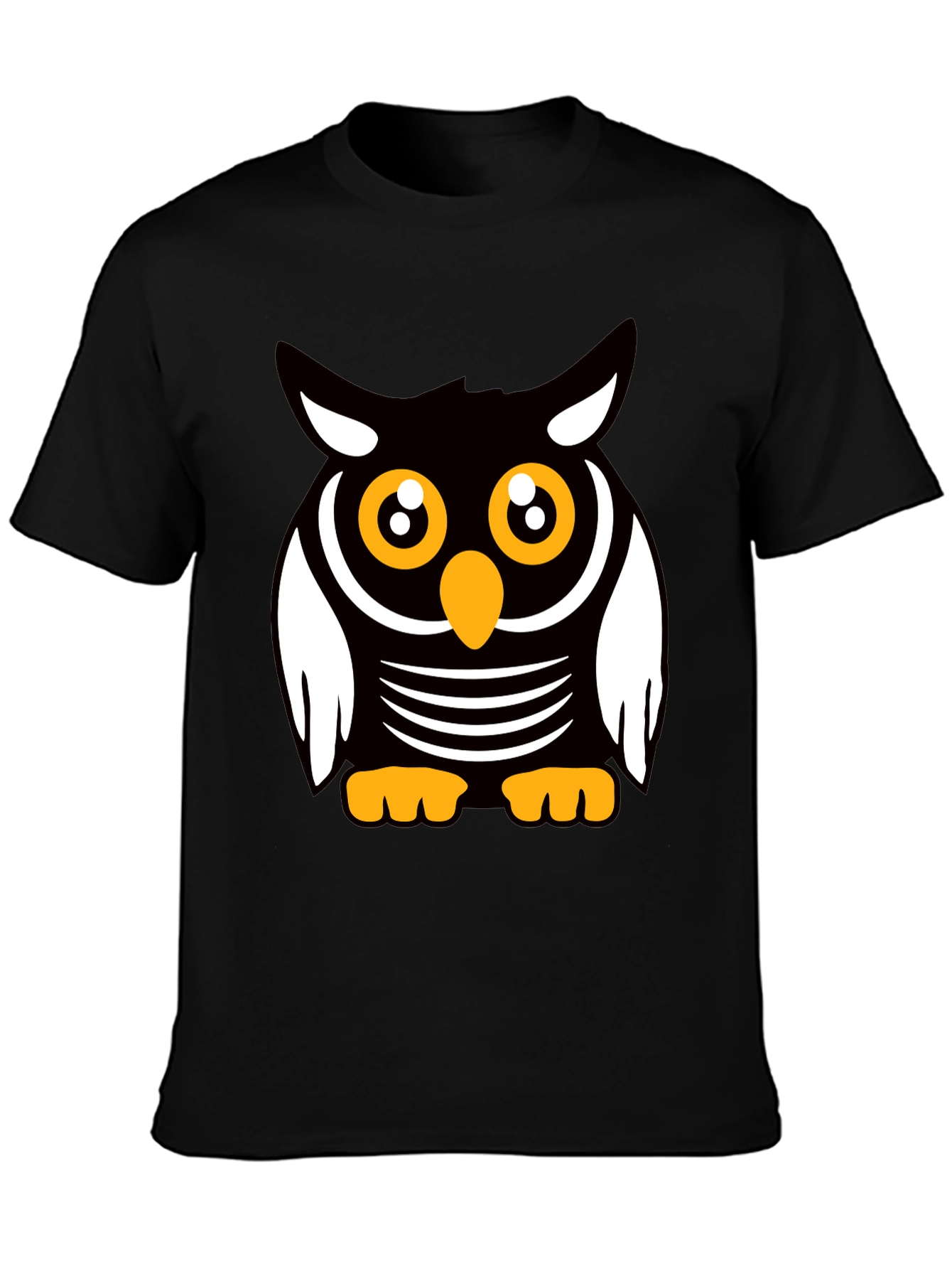 Black Cute Cartoon Owl Graphic T-Shirt view 3