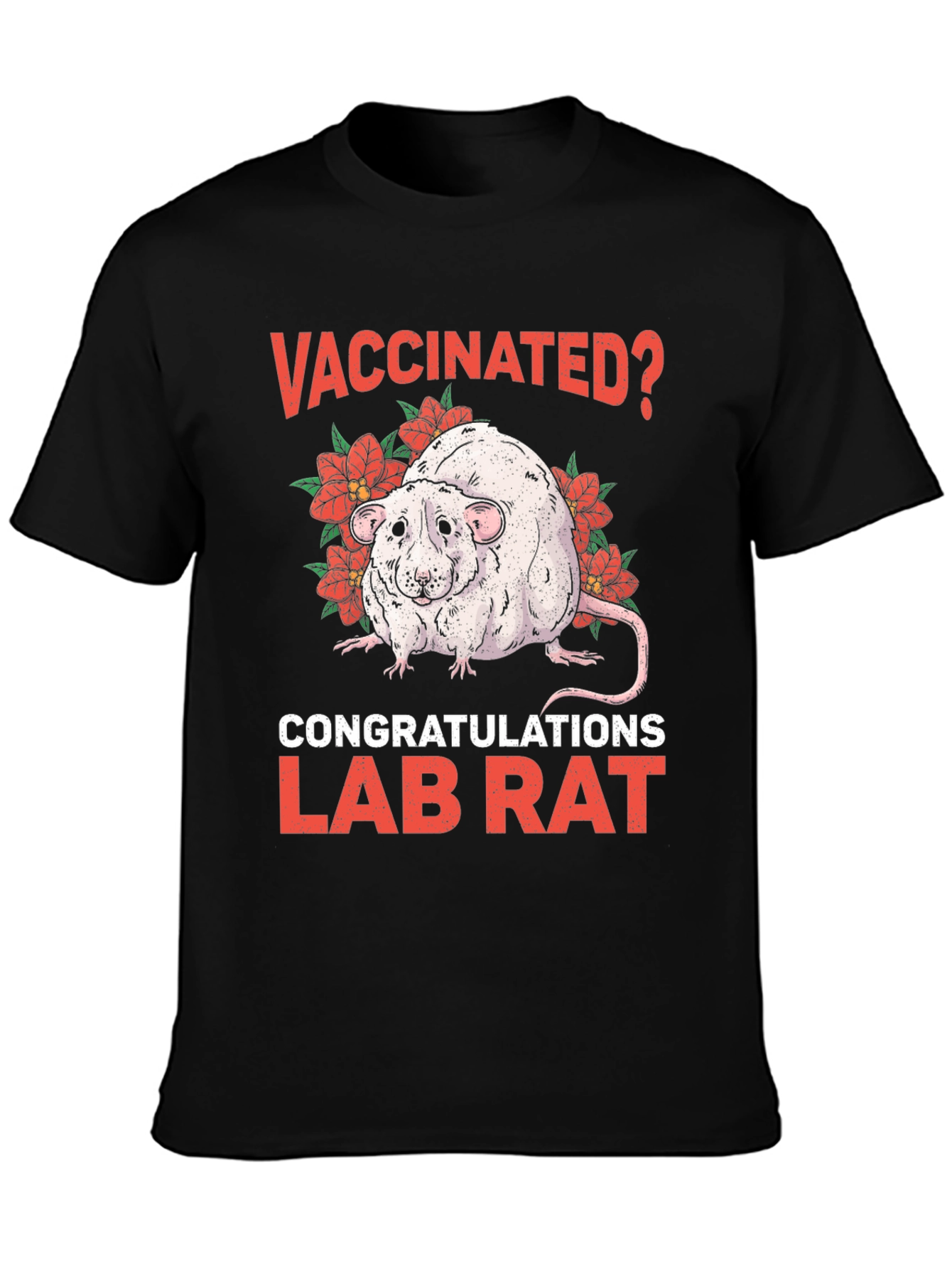 Black Vaccinated Lab Rat Graphic T-Shirt view 3