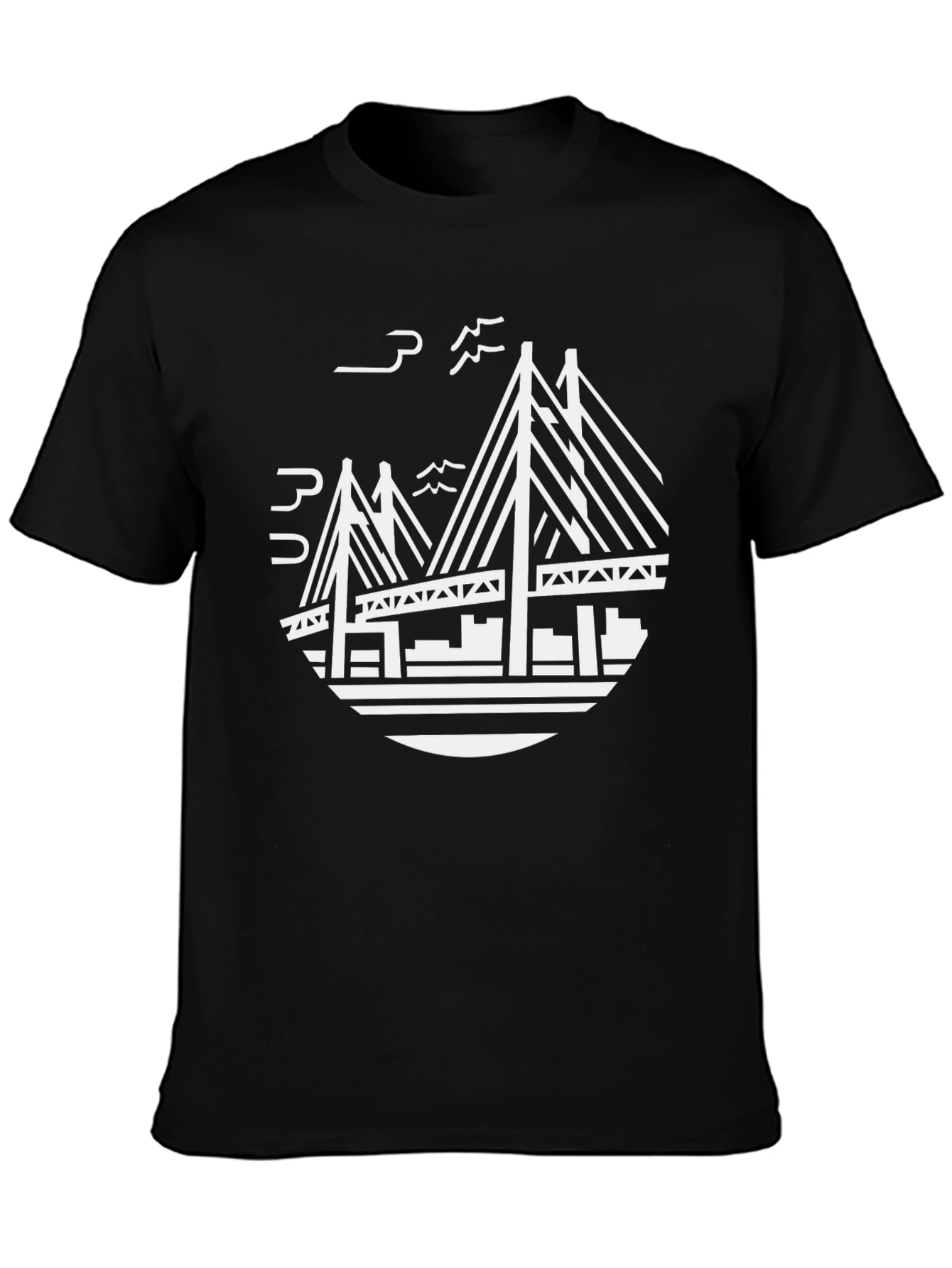 Black Black Bridge Graphic Tee - Stylish Crew Neck T-Shirt view 3