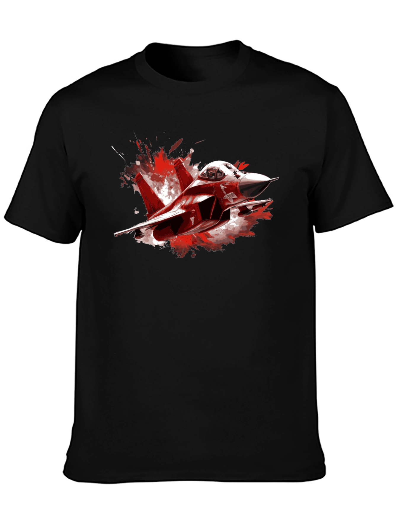 Black Fighter Jet Graphic Tee - Bold & Stylish view 3