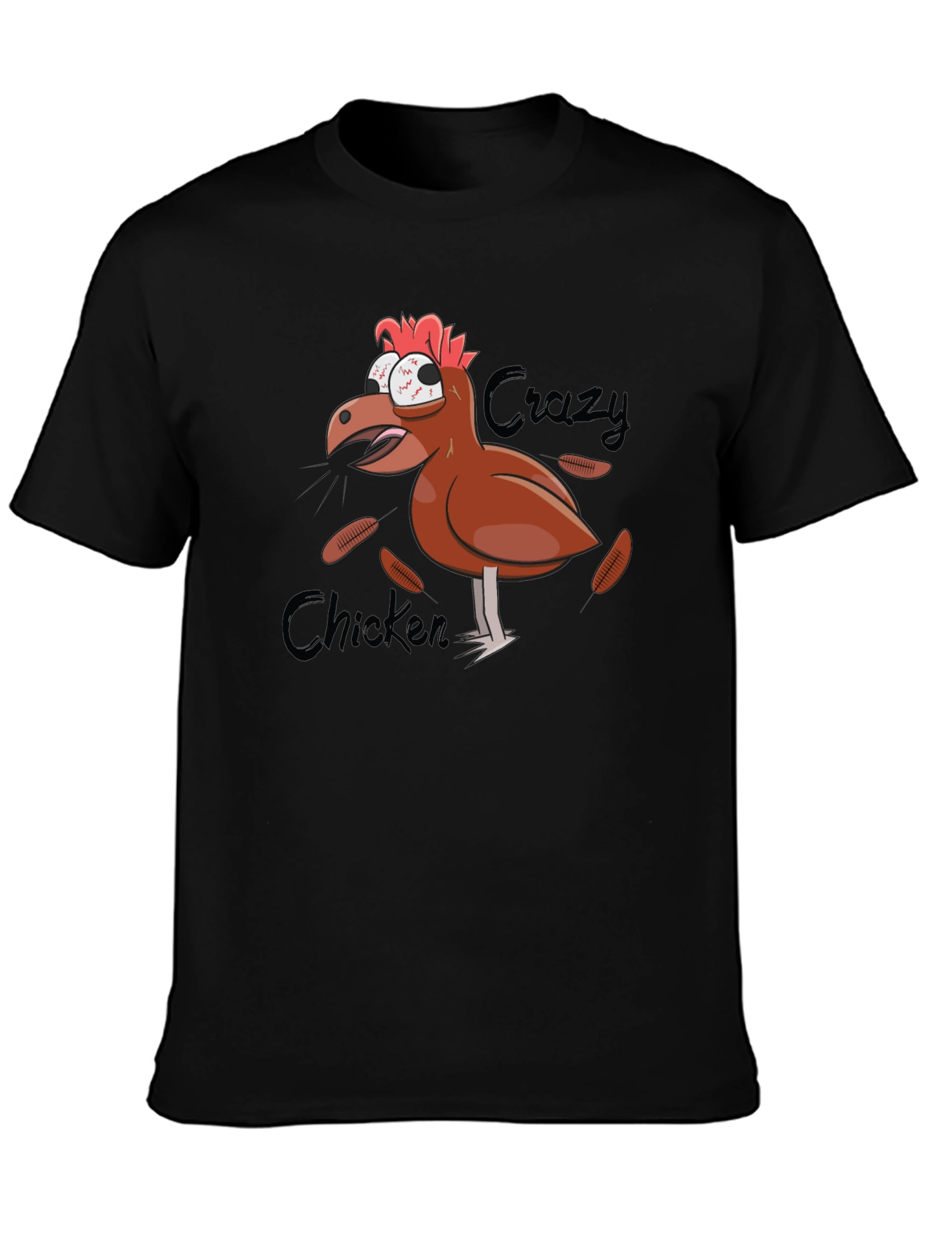 Black Crazy Chicken Graphic T-Shirt - Black view 3