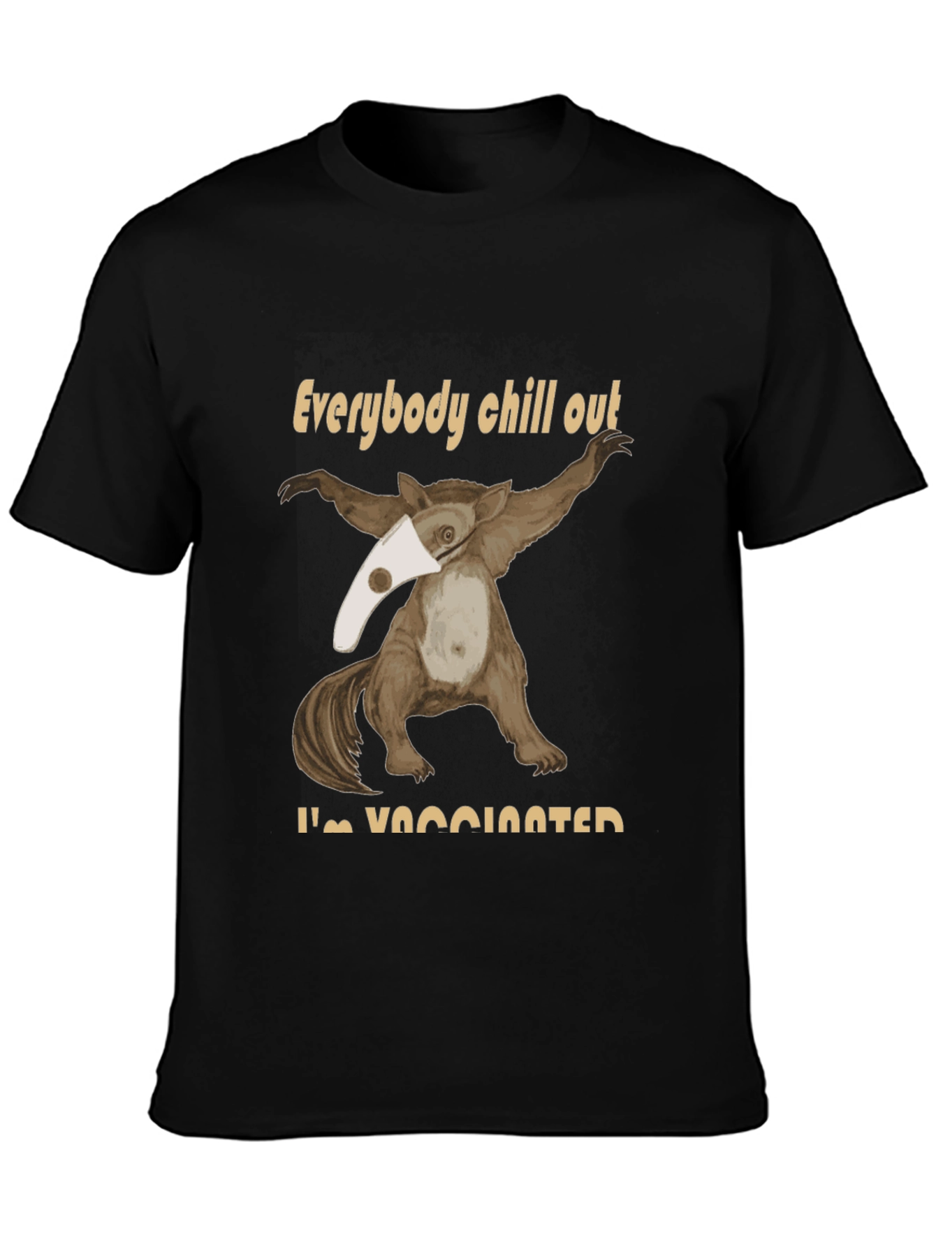 Black Funny Vaccinated Opossum T-Shirt view 3