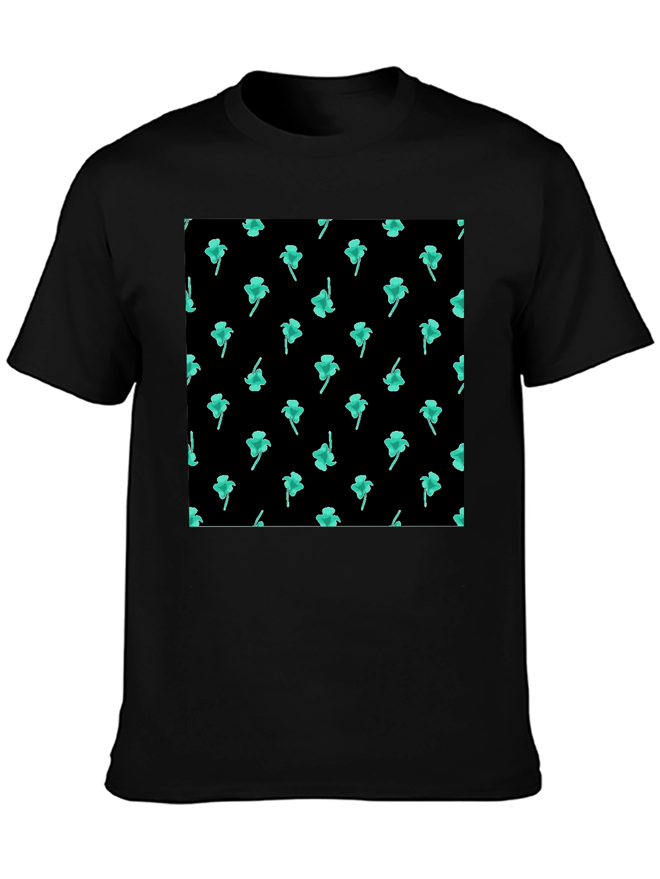 Black Clover Print Black Casual T-Shirt view 3