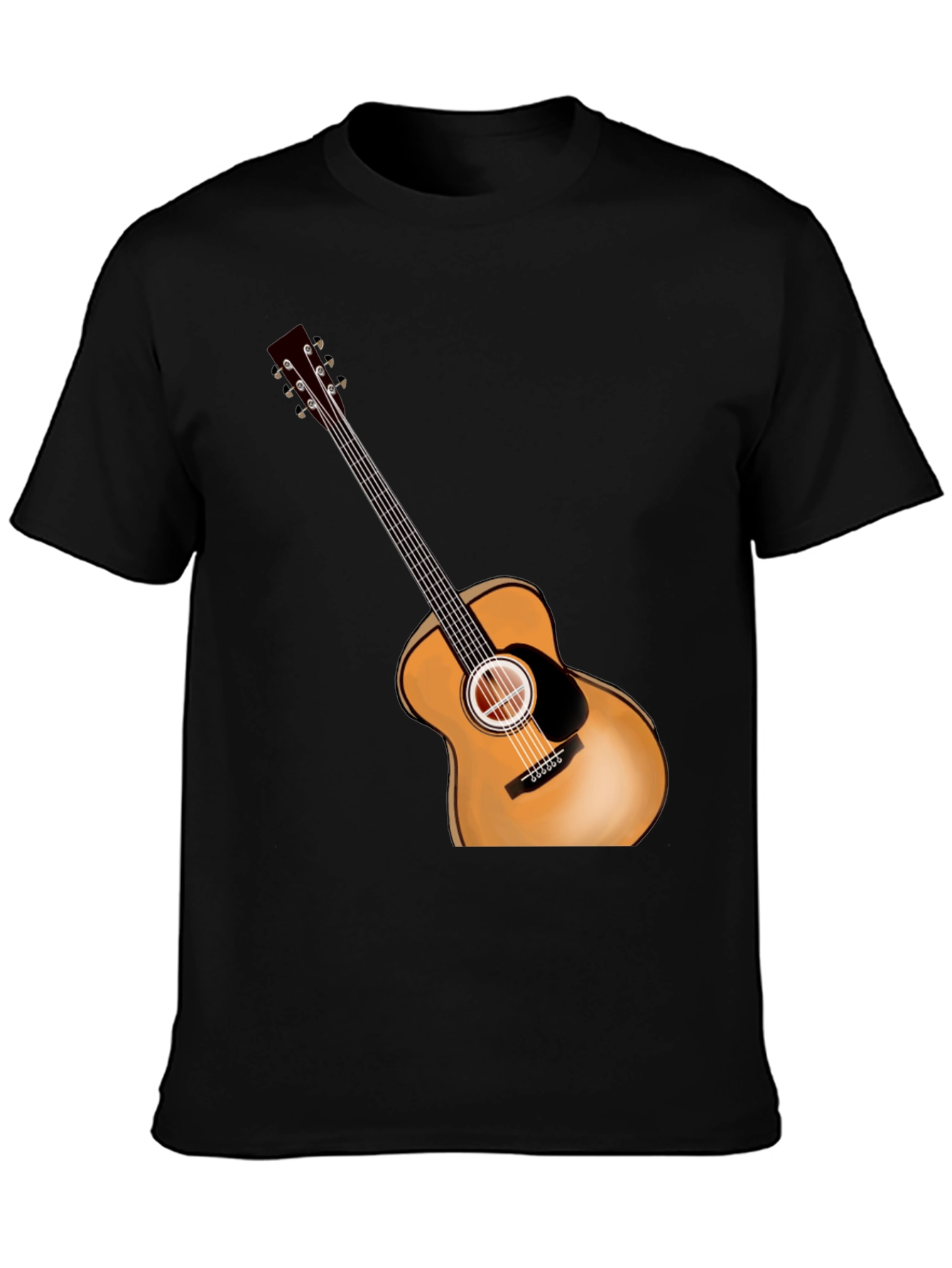 Black Acoustic Guitar Graphic Black Tee view 3