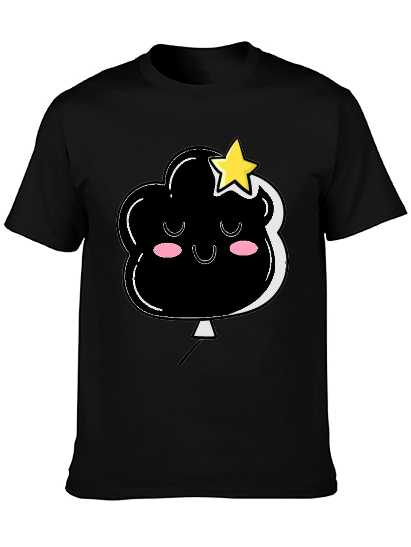 Black Cute Cloud & Star Graphic Black T-Shirt view 3