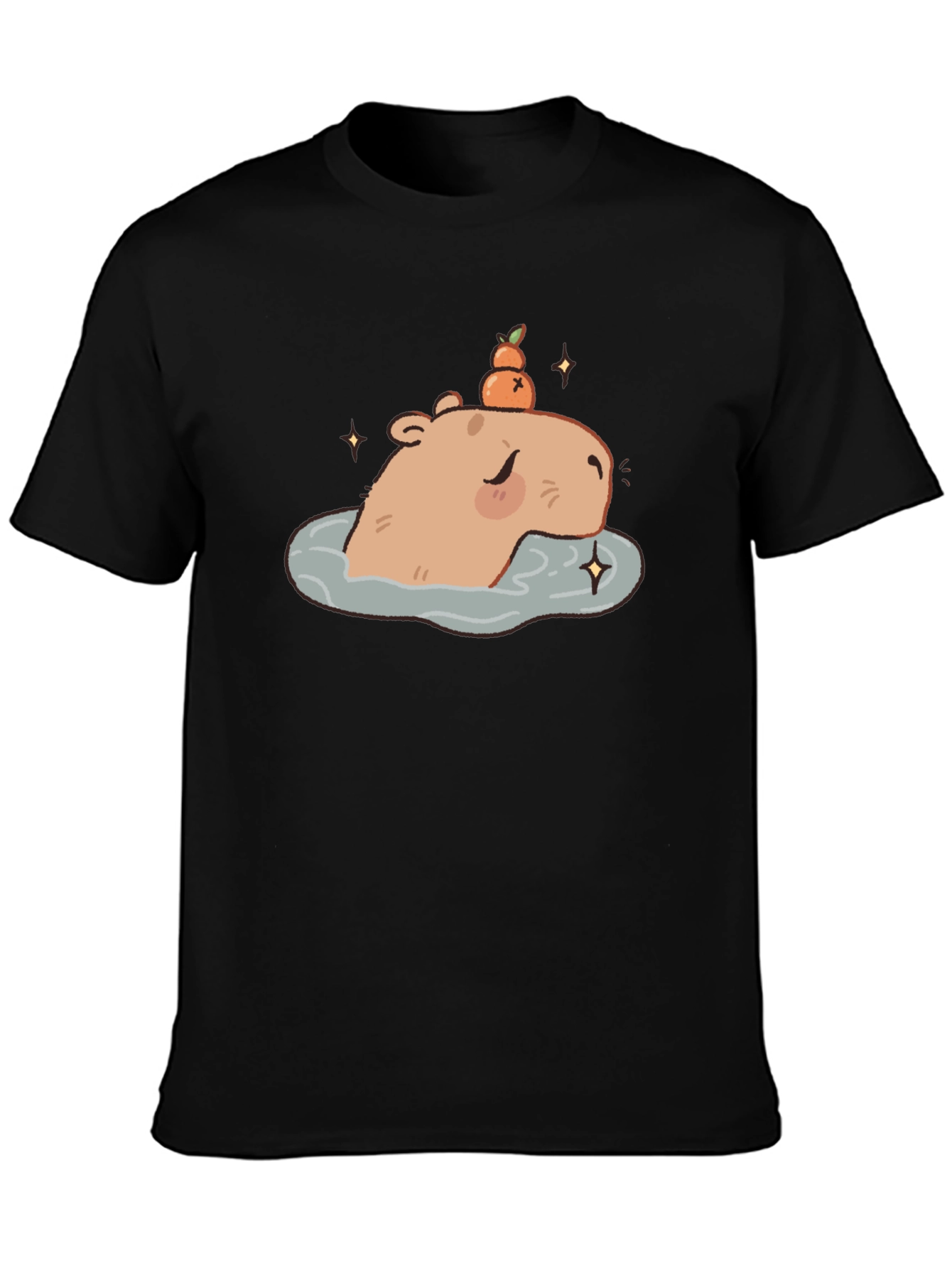 Black Capybara Relaxing T-Shirt - Cute Cartoon Tee view 3
