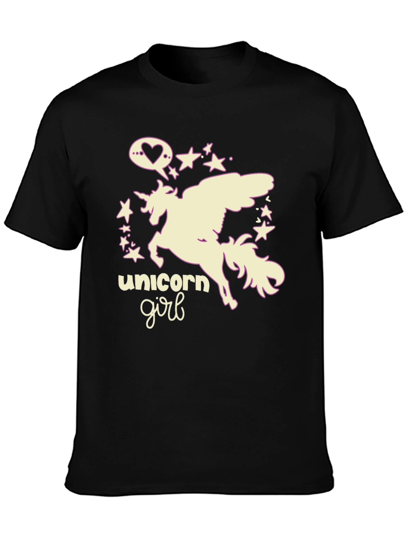 Black Unicorn Girl Black Graphic Tee view 3