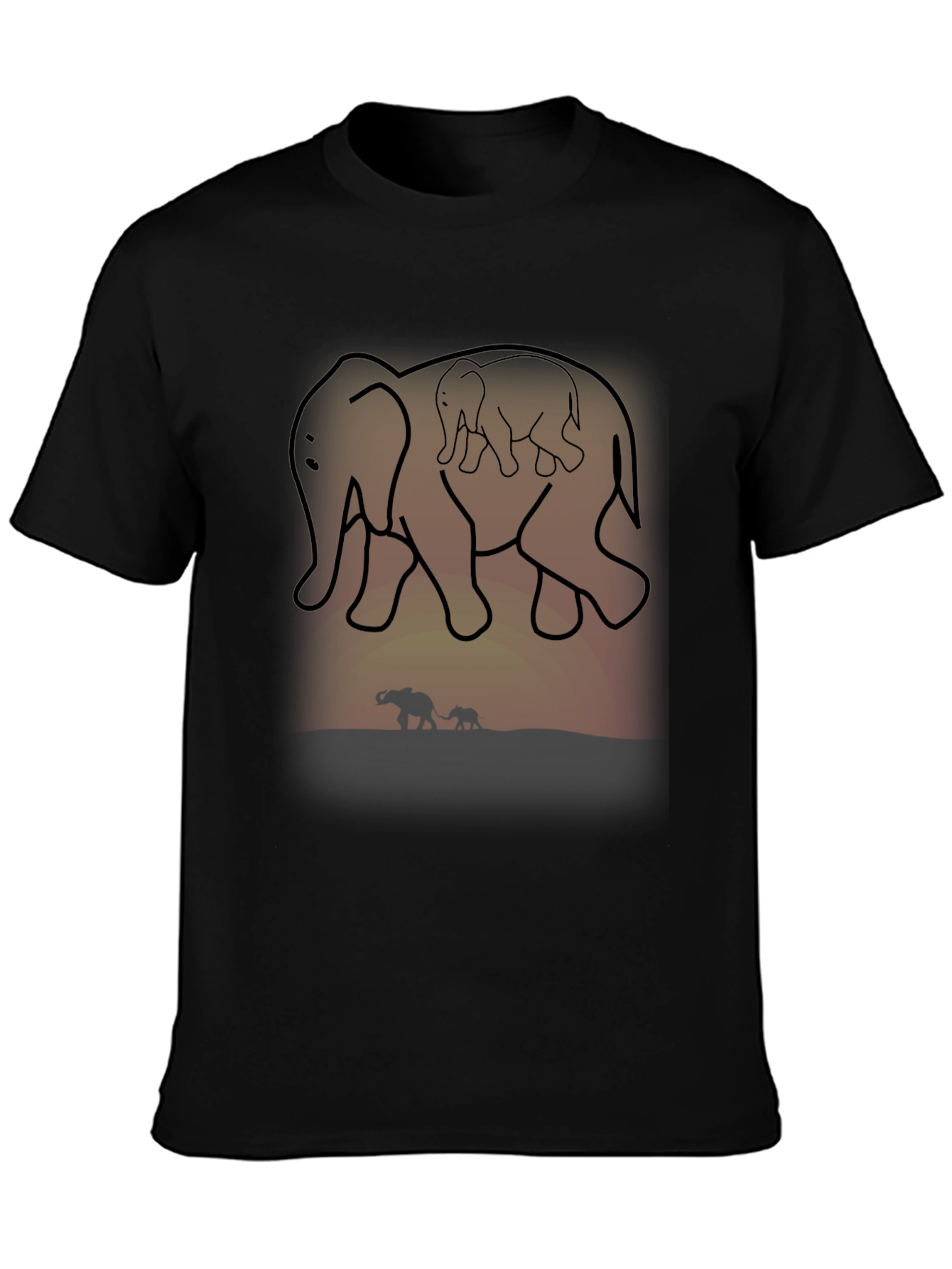 Black Elephant Family Graphic Tee view 3