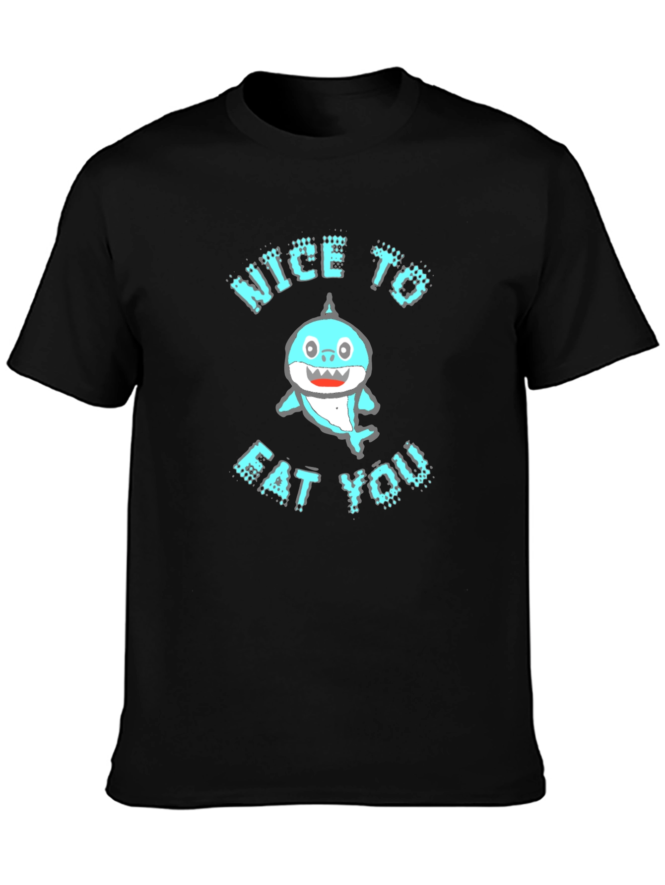 Black Funny Shark 'Nice to Eat You' Graphic Tee view 3