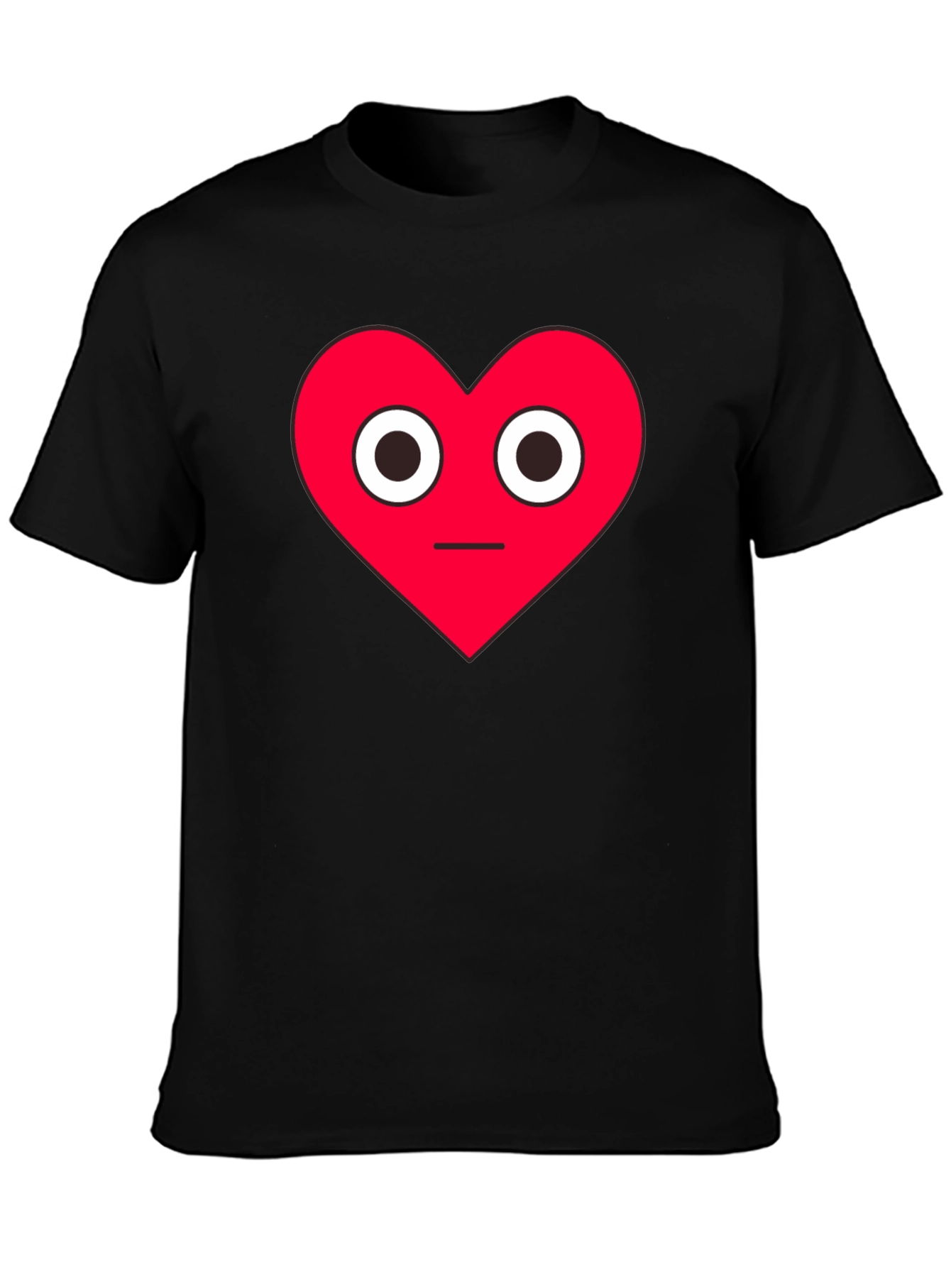 Black Red Heart Face Graphic Black T-Shirt view 3
