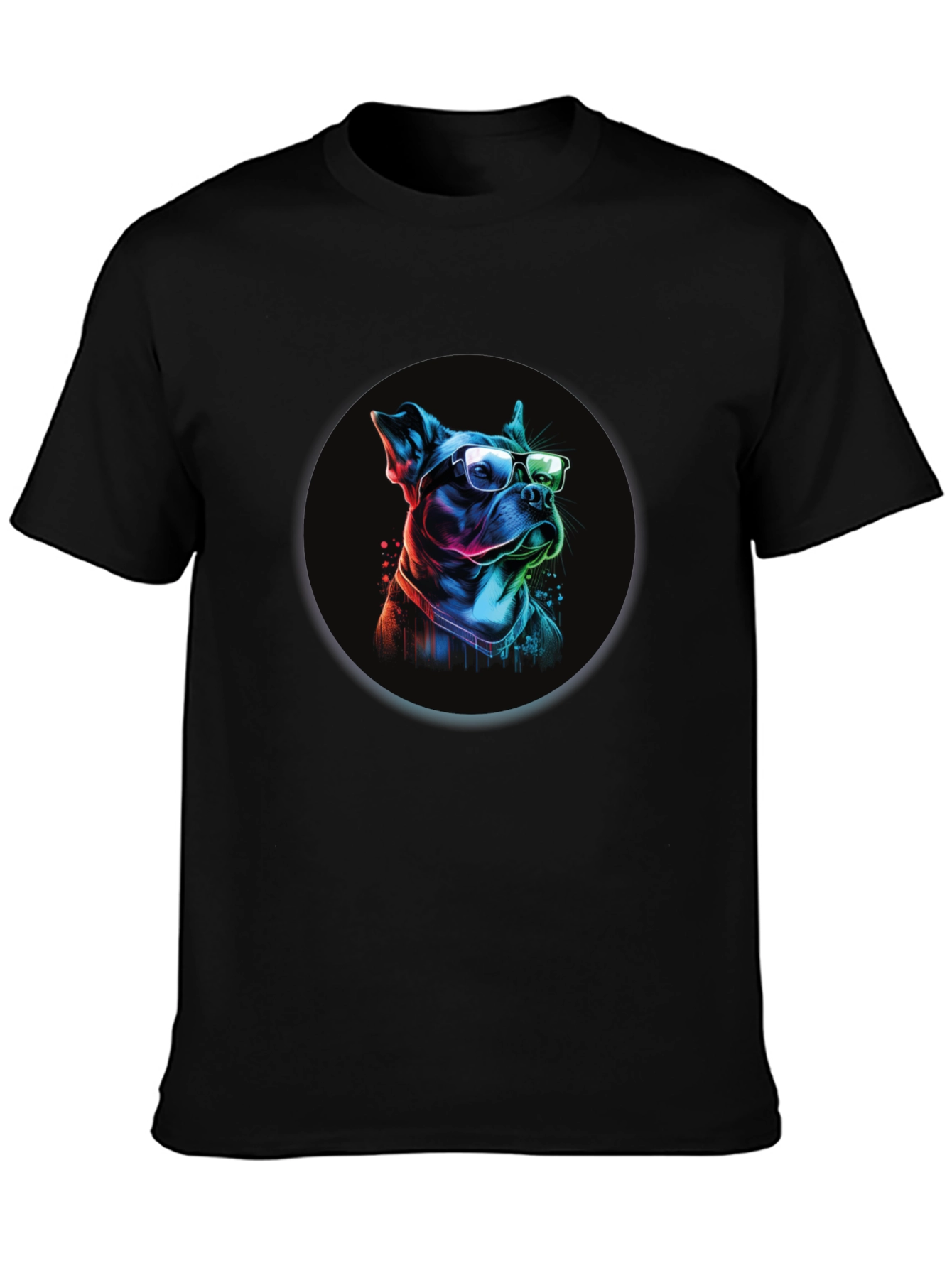 Black Dog with Glasses Graphic Tee view 3
