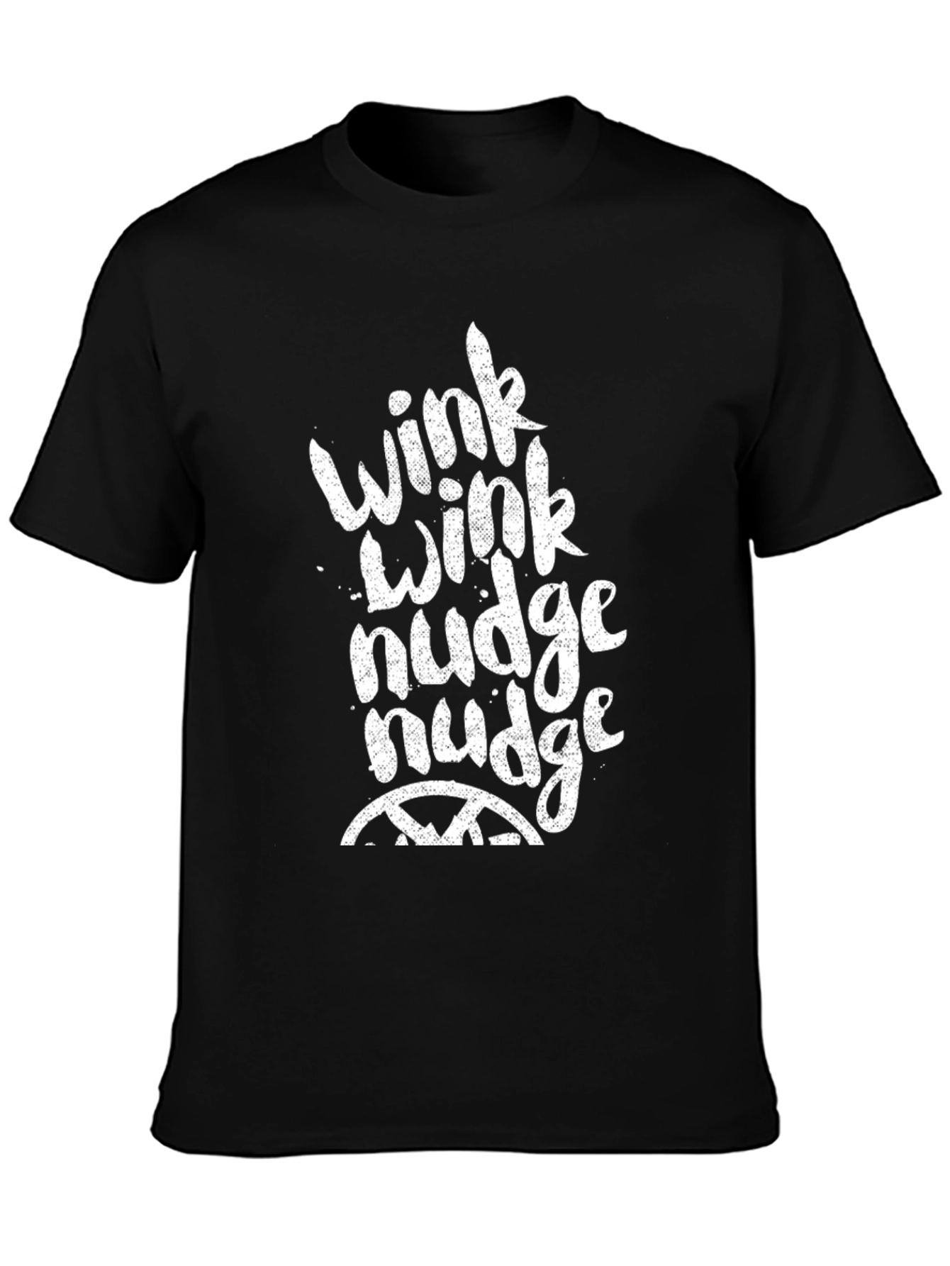 Black Wink Nudge Graphic Tee - Black Cotton T-Shirt view 3