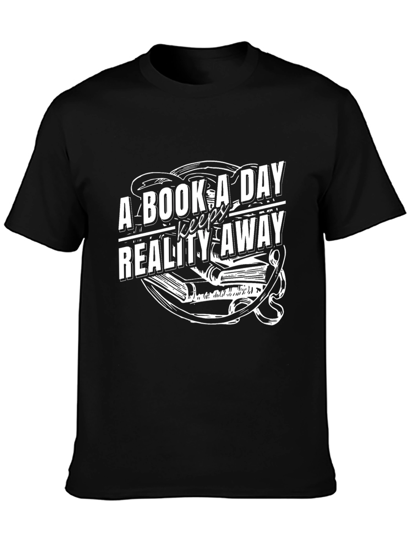 Black Book A Day Keeps Reality Away T-Shirt view 3