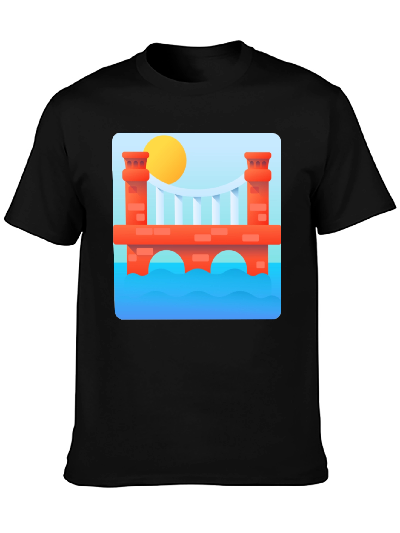 Black Abstract Bridge Graphic T-Shirt view 3