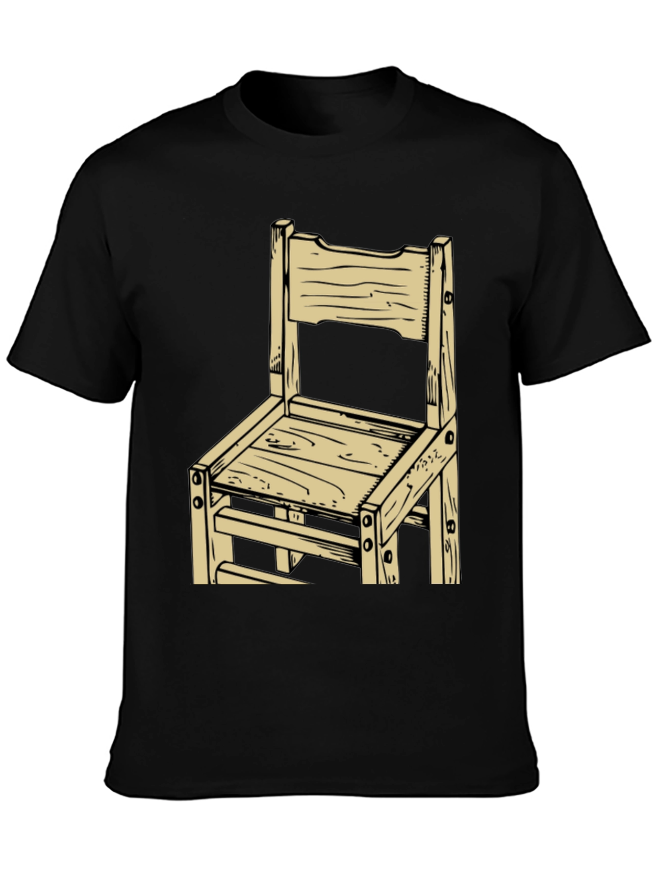 Rustic Wooden Chair Graphic Tee - Black - 3
