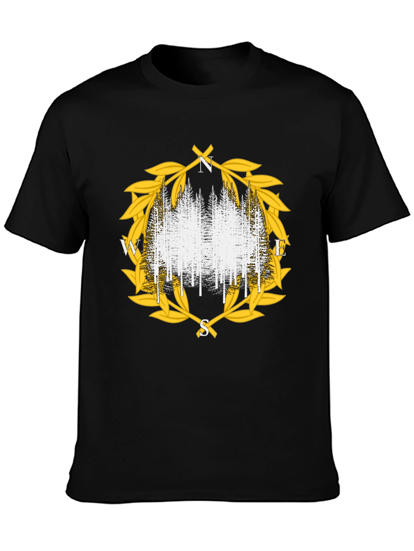 Black Compass Forest Tee - Stylish Nature Design view 3