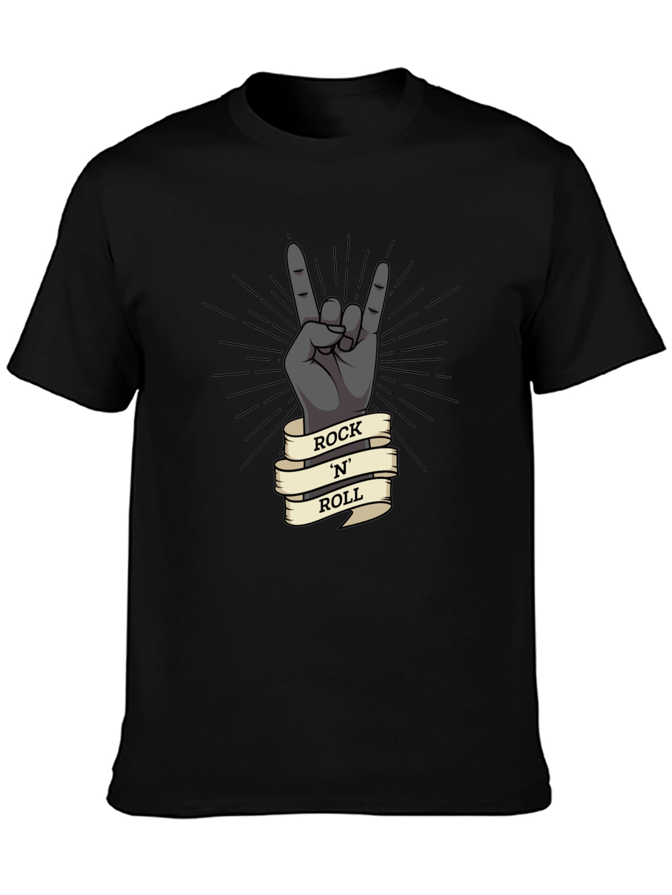Black Rock 'N' Roll Hand Gesture Graphic T-Shirt view 3
