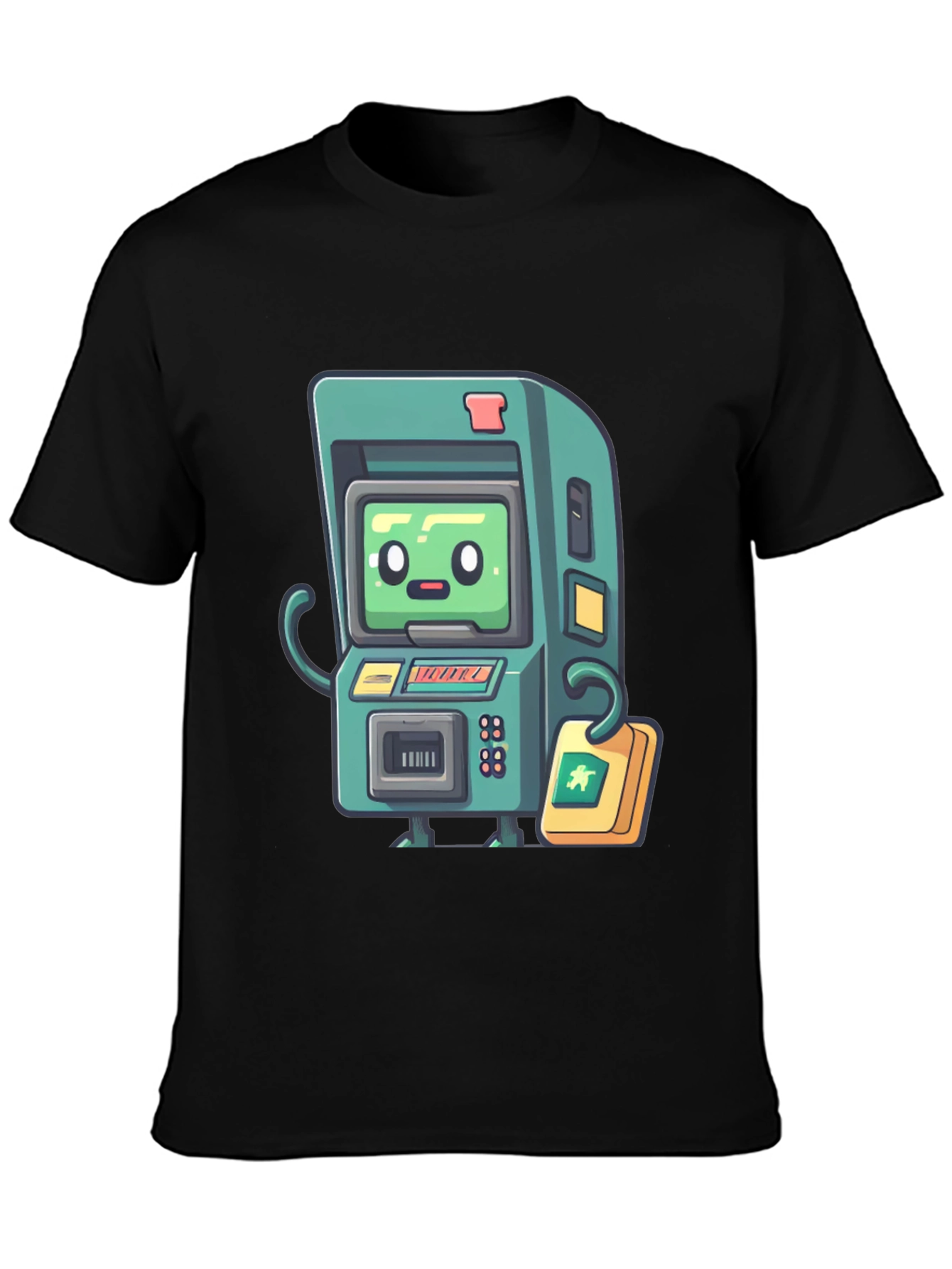 Black Retro Arcade Game T-Shirt - Black Cotton Tee view 3