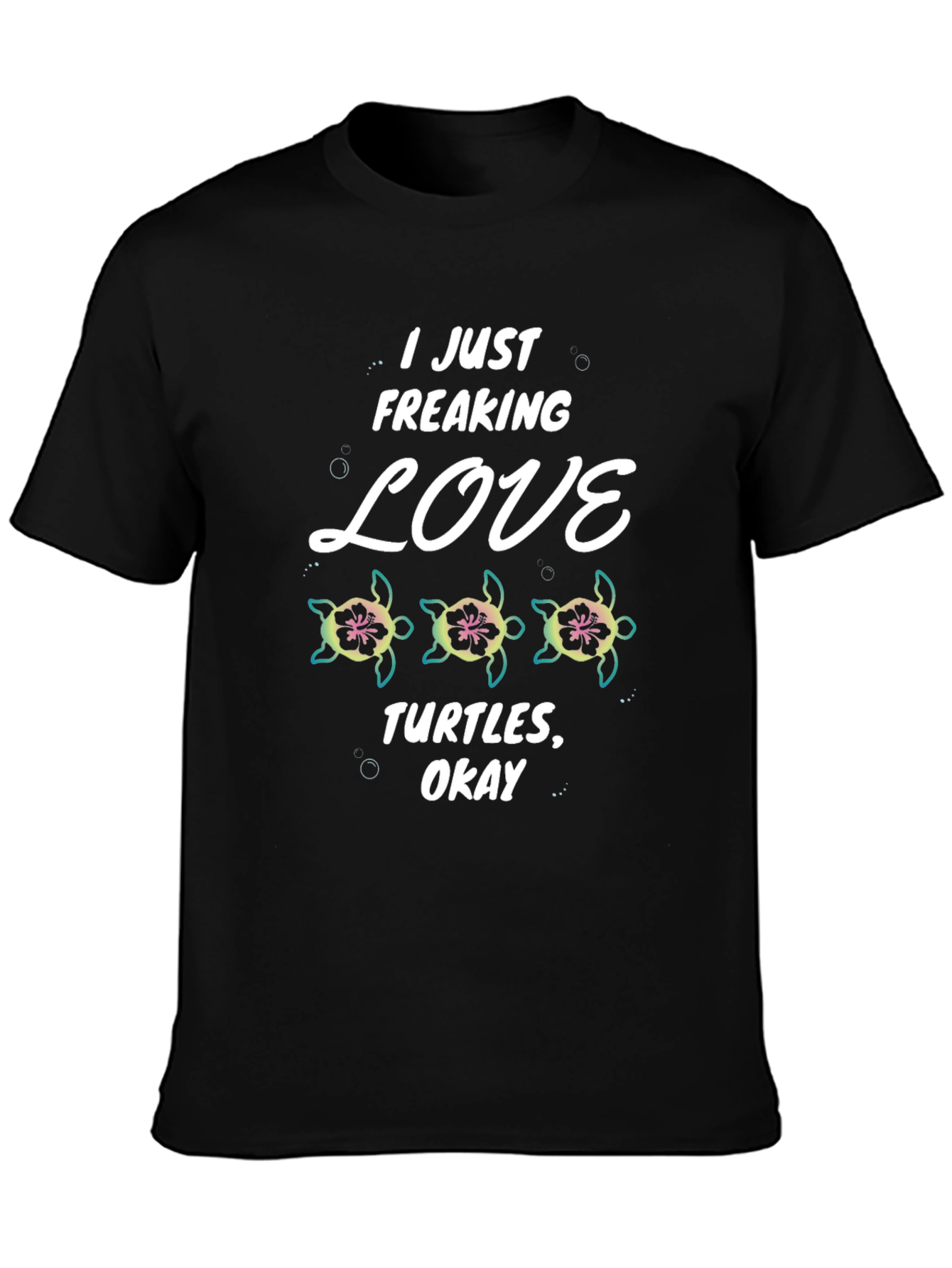 Black I Love Turtles T-Shirt view 3