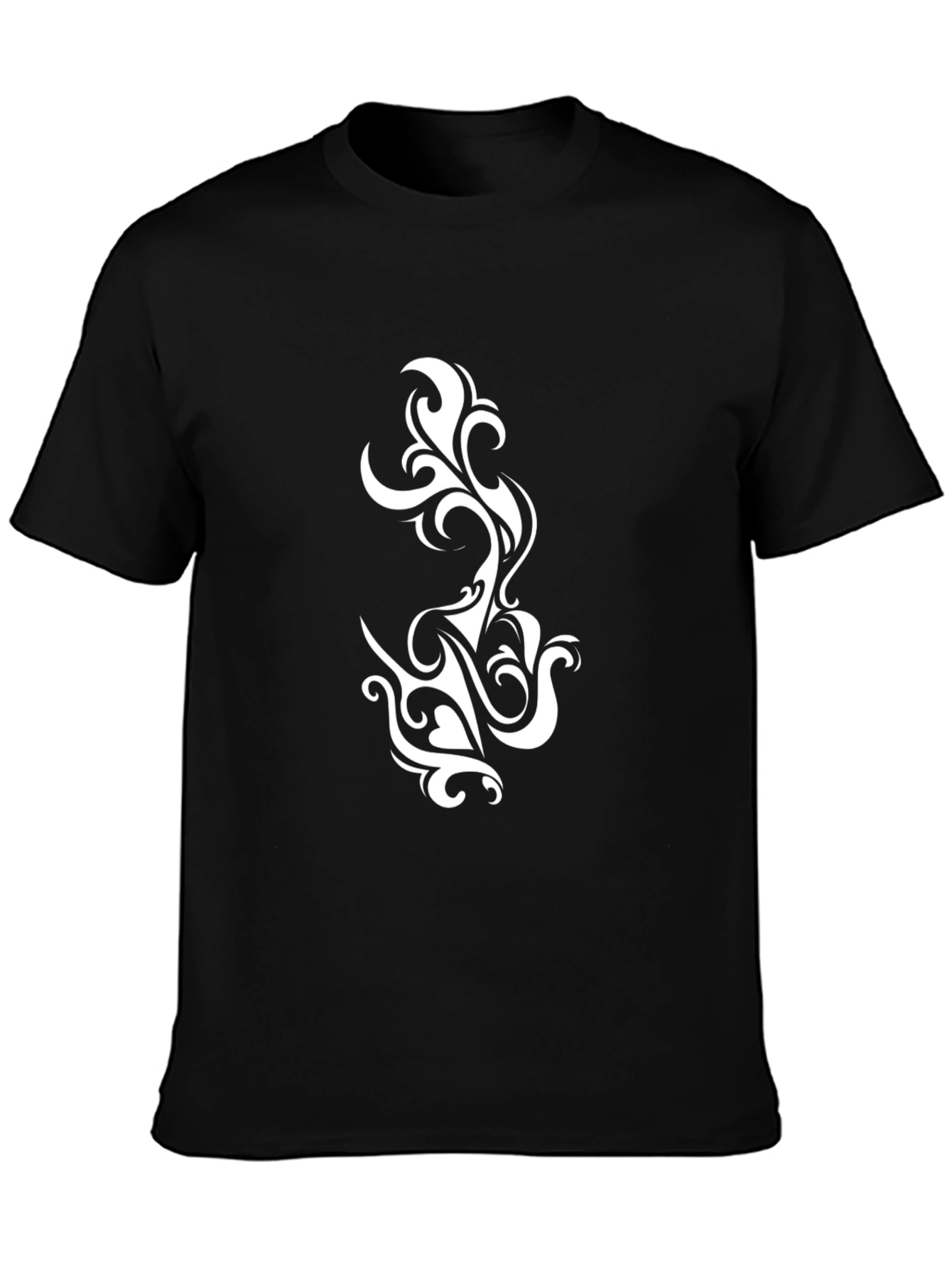 Black Tribal Swirl Graphic Black T-Shirt view 3