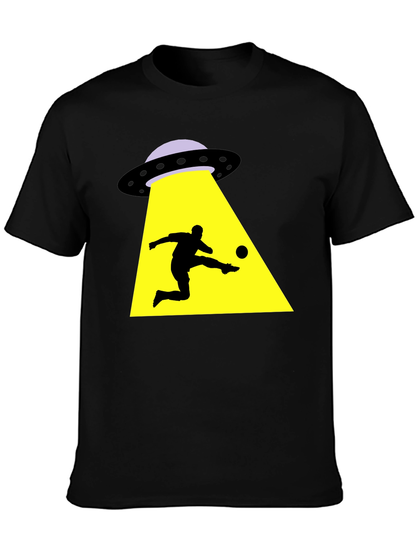 Black Alien Abduction Soccer T-Shirt - Black Cotton Tee view 3