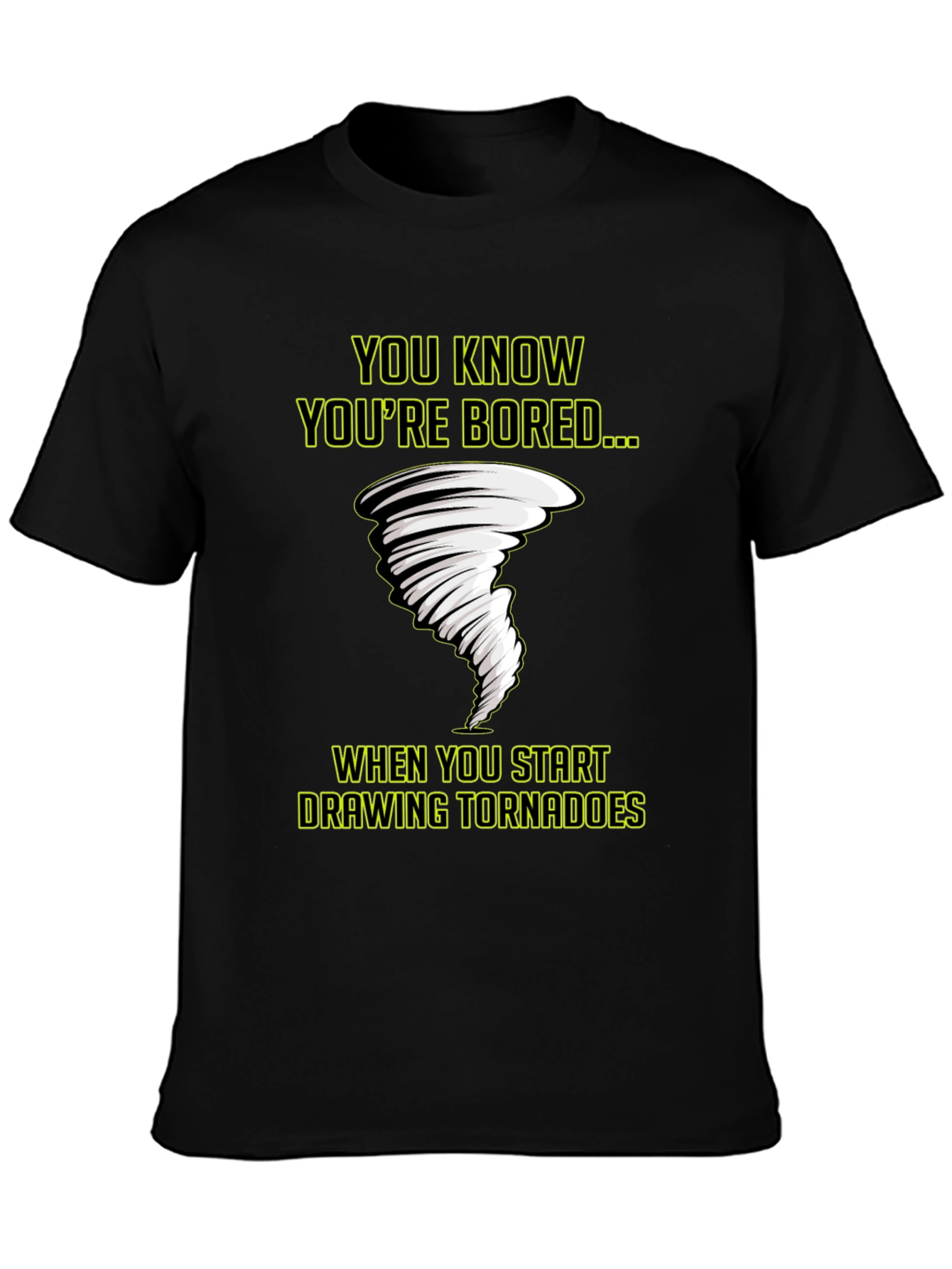 Black Bored Tornado T-Shirt - Funny Graphic Tee view 3