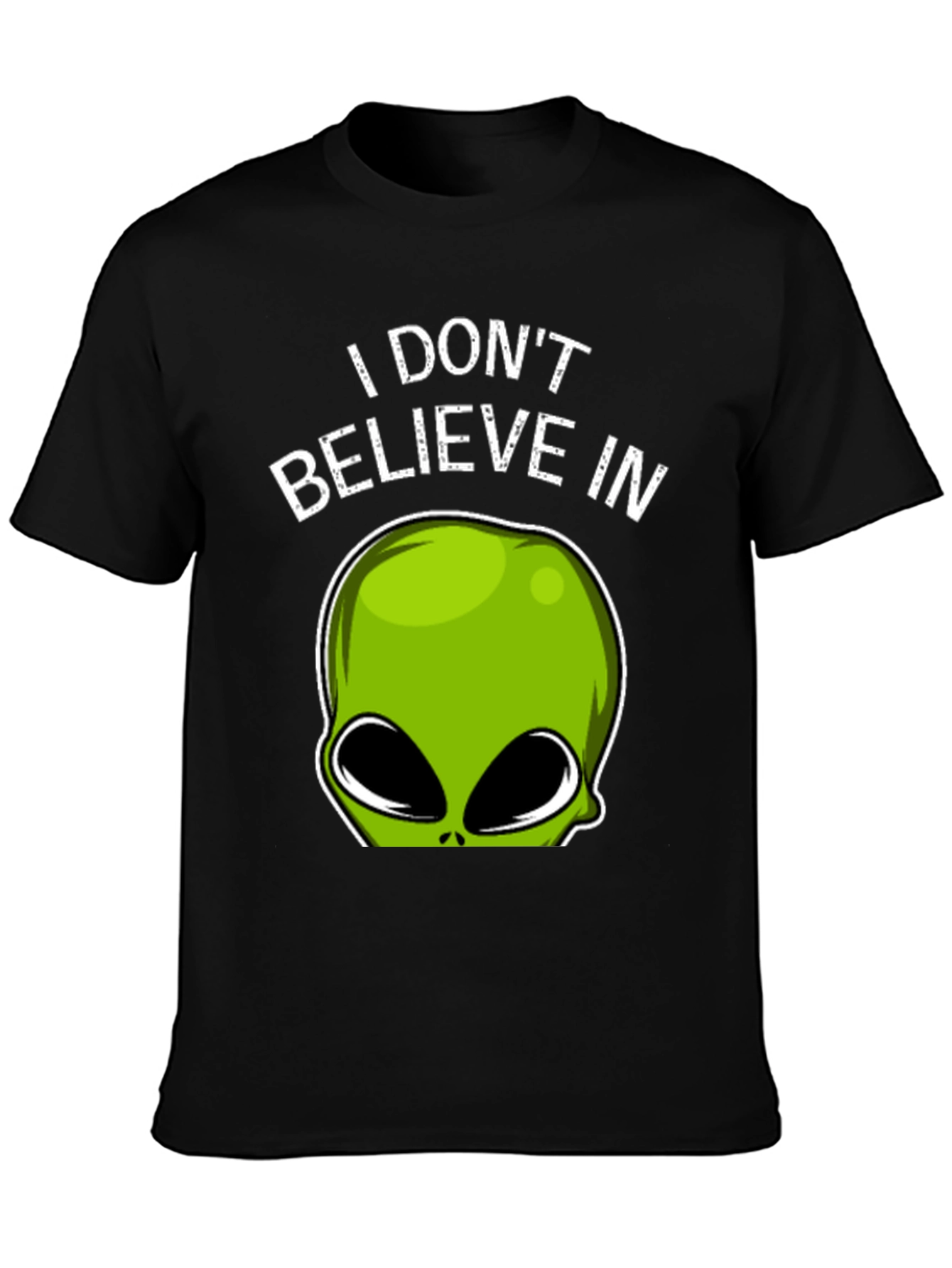 Black Alien Believer T-Shirt - Funny Graphic Tee view 3