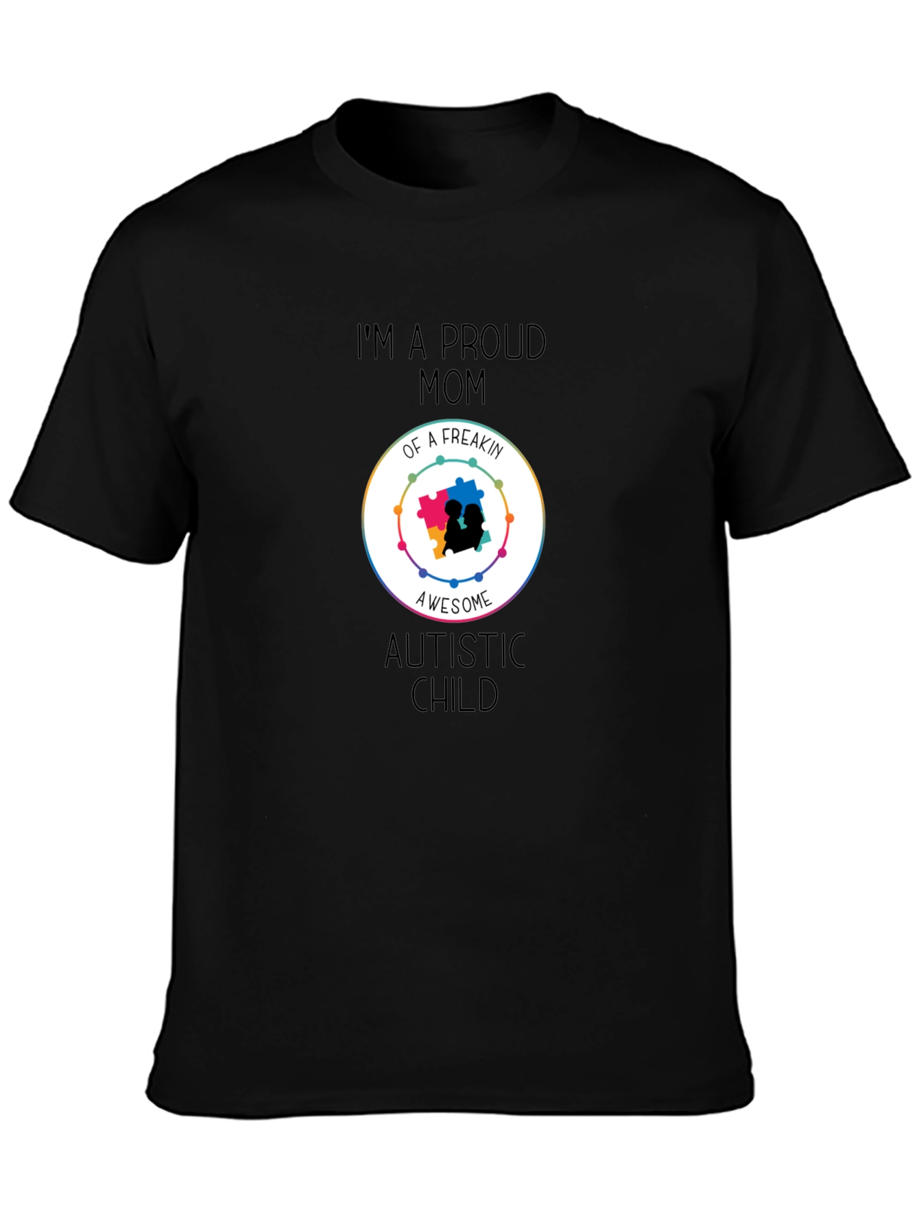 Black Proud Mom of Awesome Autistic Child T-Shirt view 3