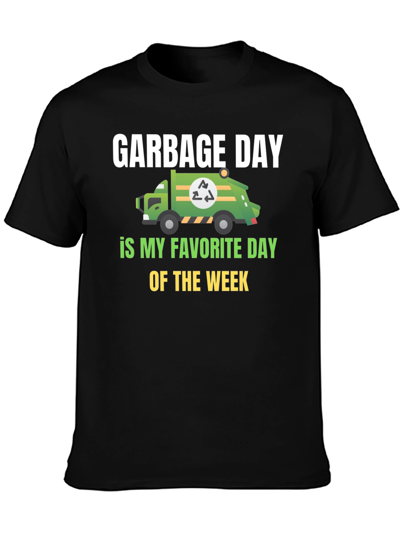 Black Garbage Day T-Shirt - Recycling Truck Tee view 3