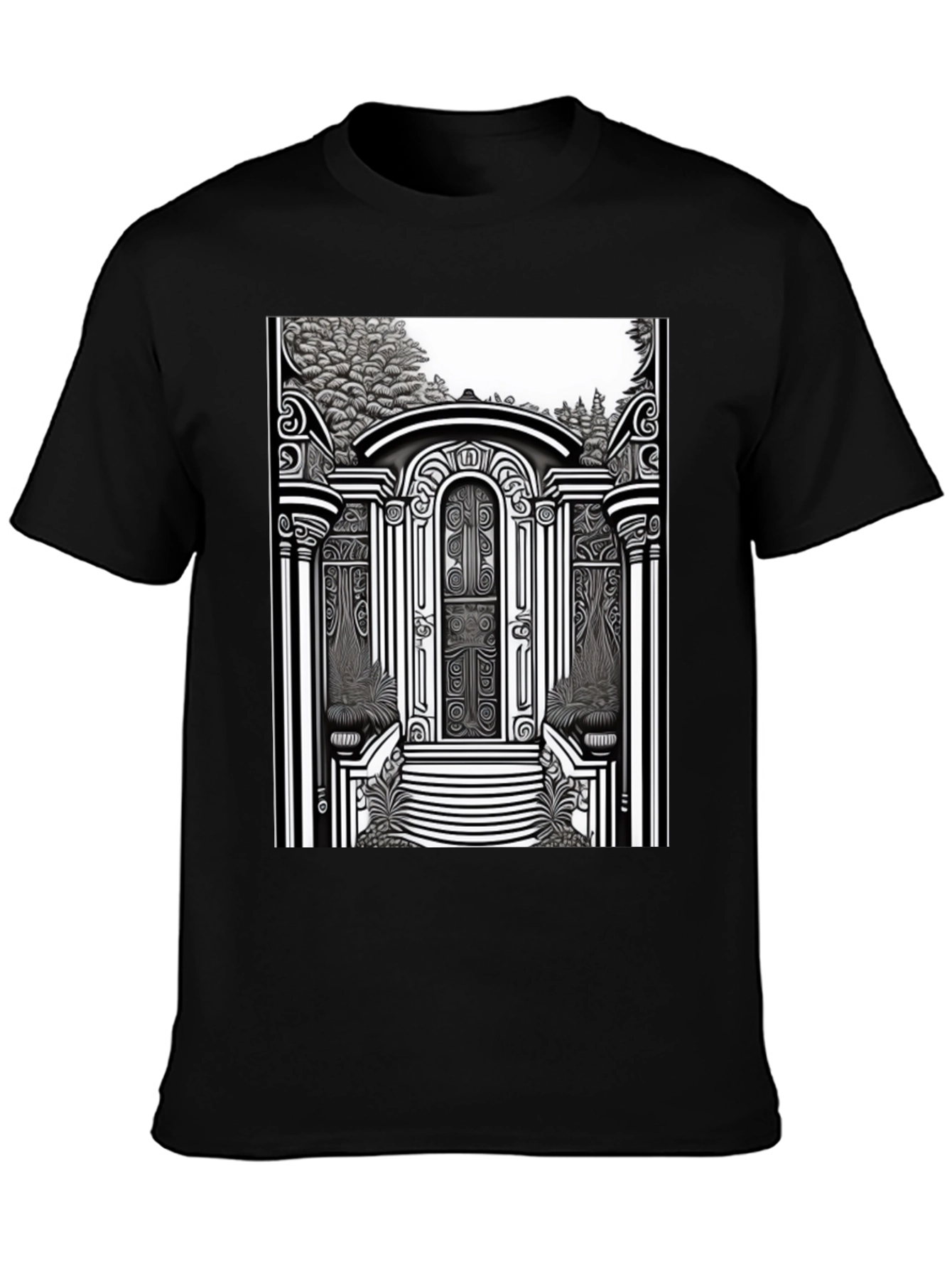 Black Ornate Gateway Graphic T-Shirt view 3
