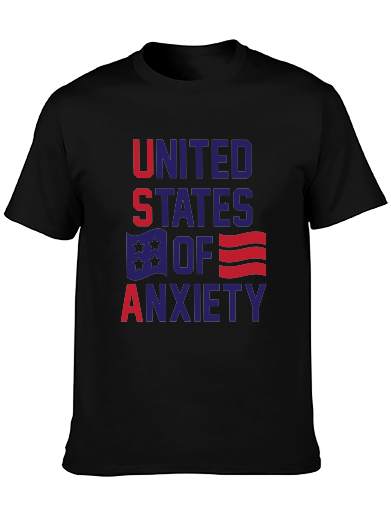 Black United States of Anxiety Graphic T-Shirt view 3