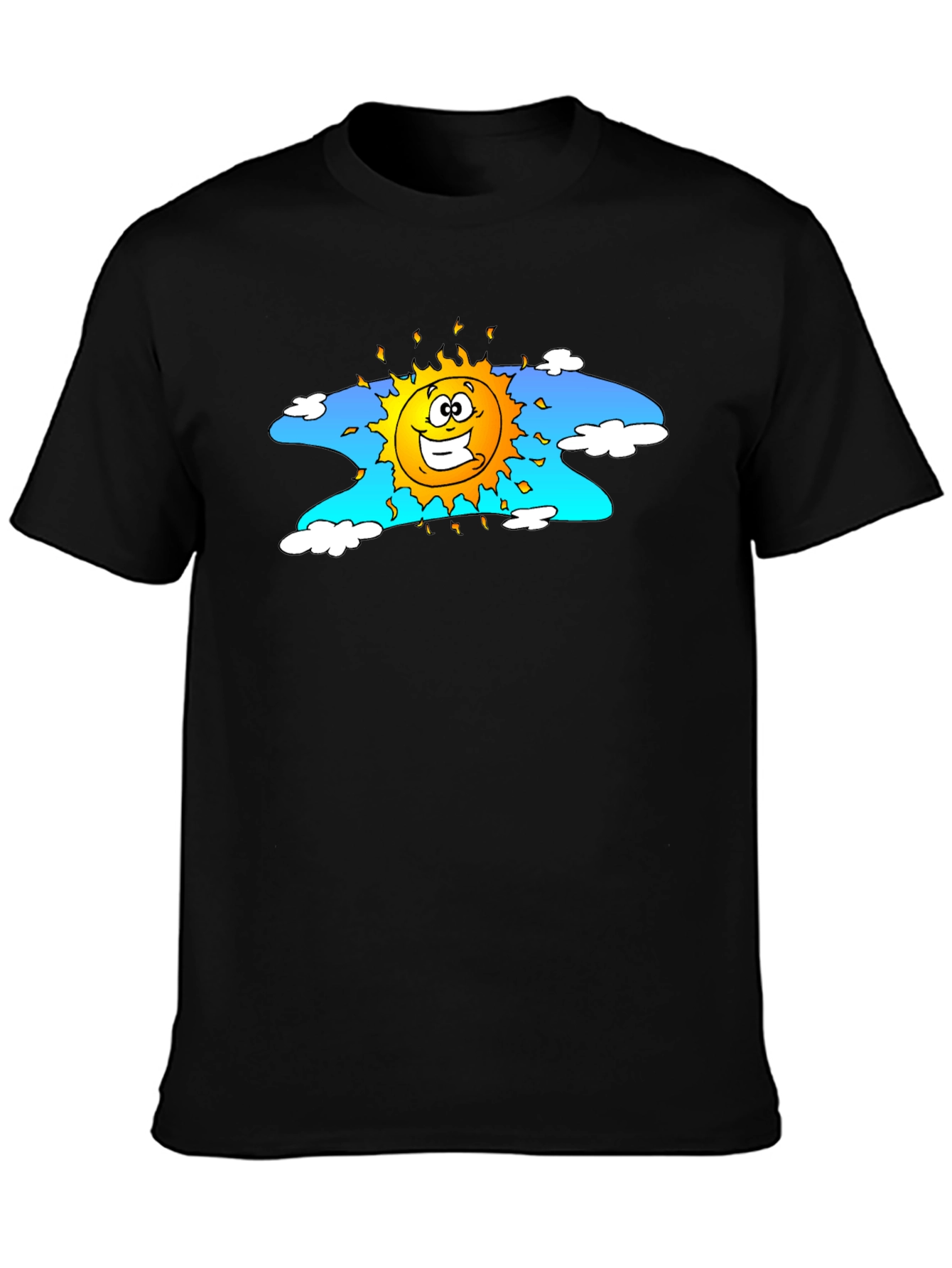 Black Happy Sun Graphic Tee - Black Cotton T-Shirt view 3