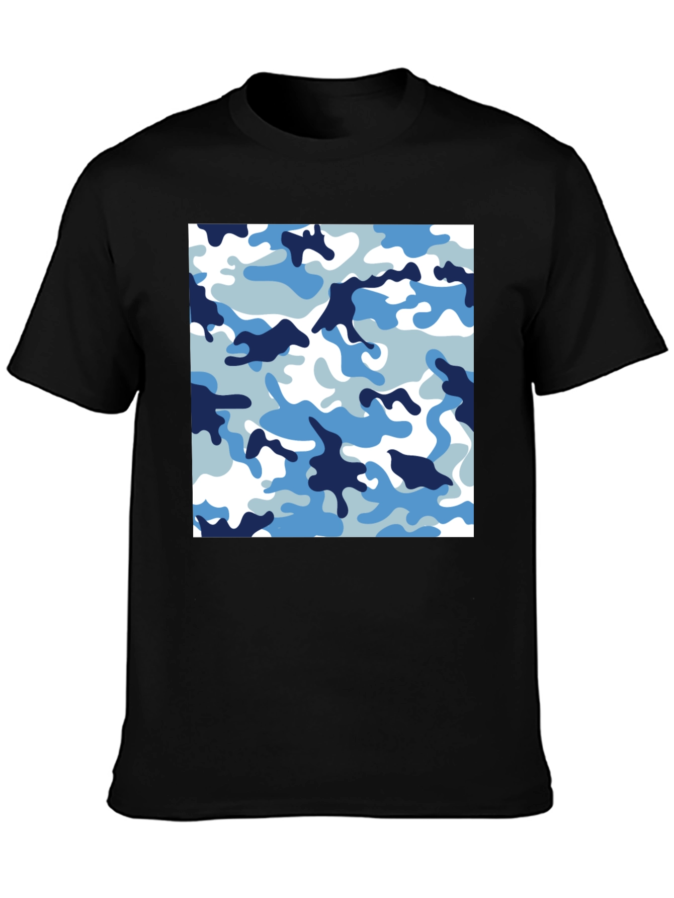 Black Blue Camo Crew Neck T-Shirt view 3