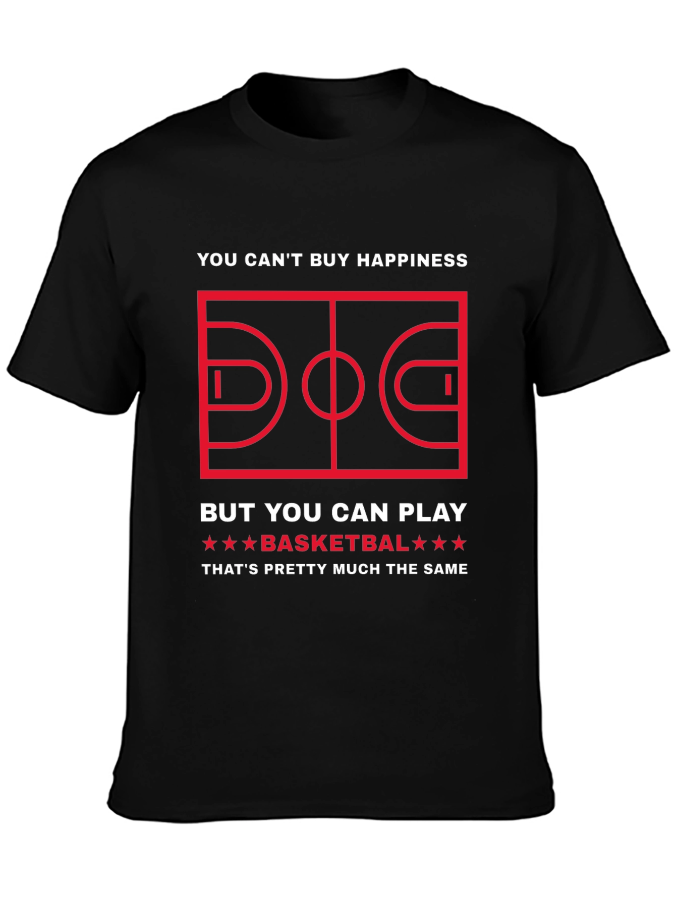 Black Funny Basketball T-Shirt: Can't Buy Happiness view 3