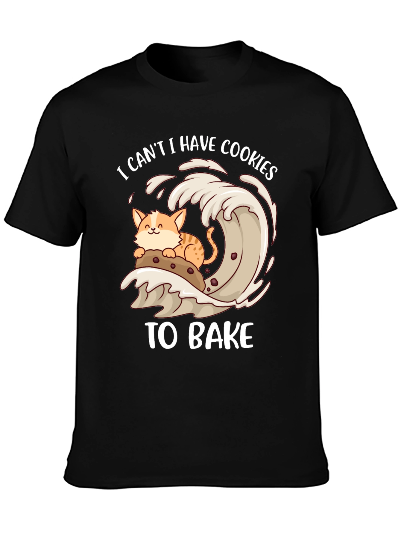 Black Cute Cat Baking Cookies T-Shirt view 3