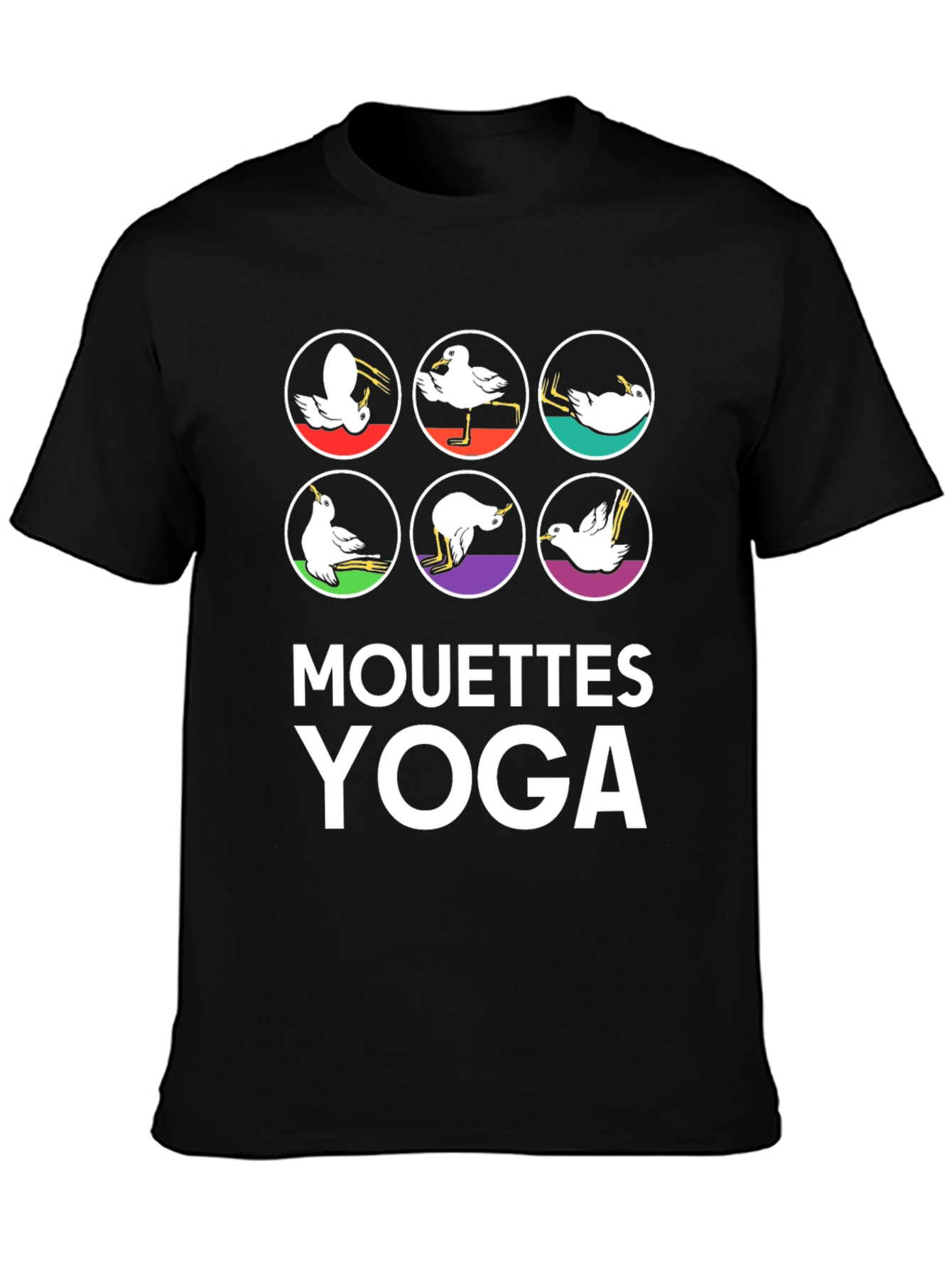 Black Mouettes Yoga Graphic T-Shirt - Bird Pose Tee view 3