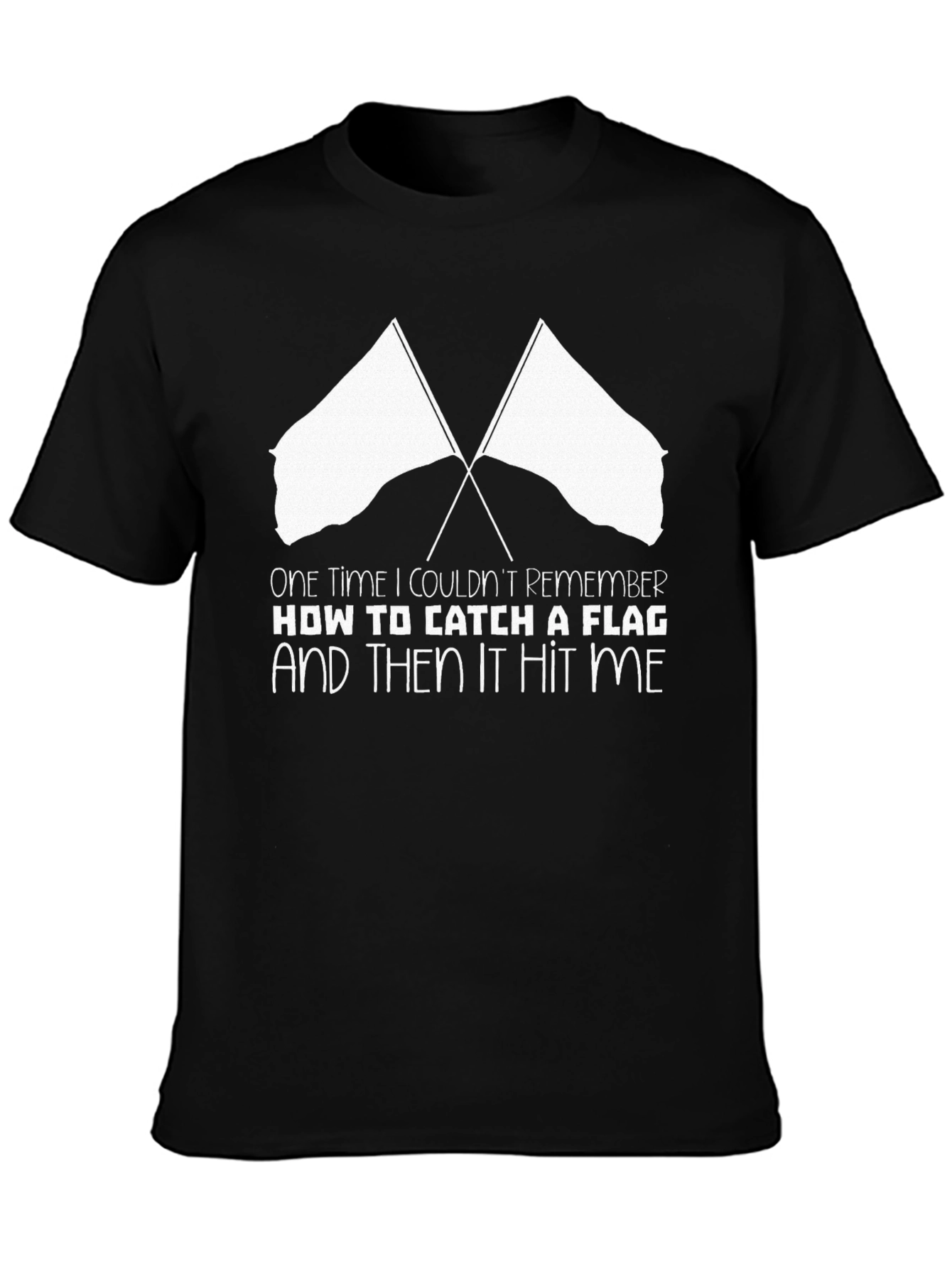 Black Funny Color Guard T-Shirt - Flag Catching Humor view 3