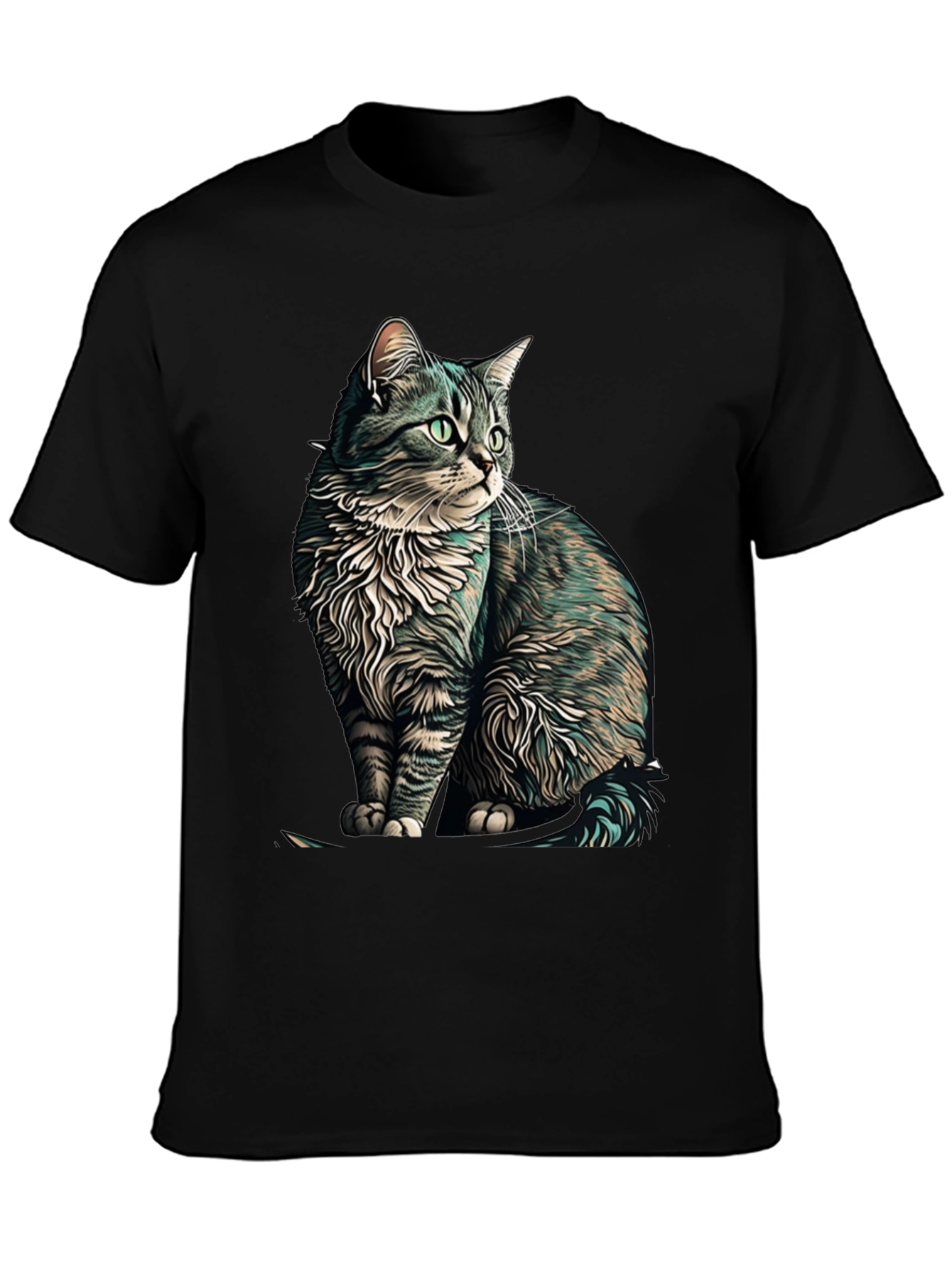 Black Cat Graphic Black T-Shirt view 3