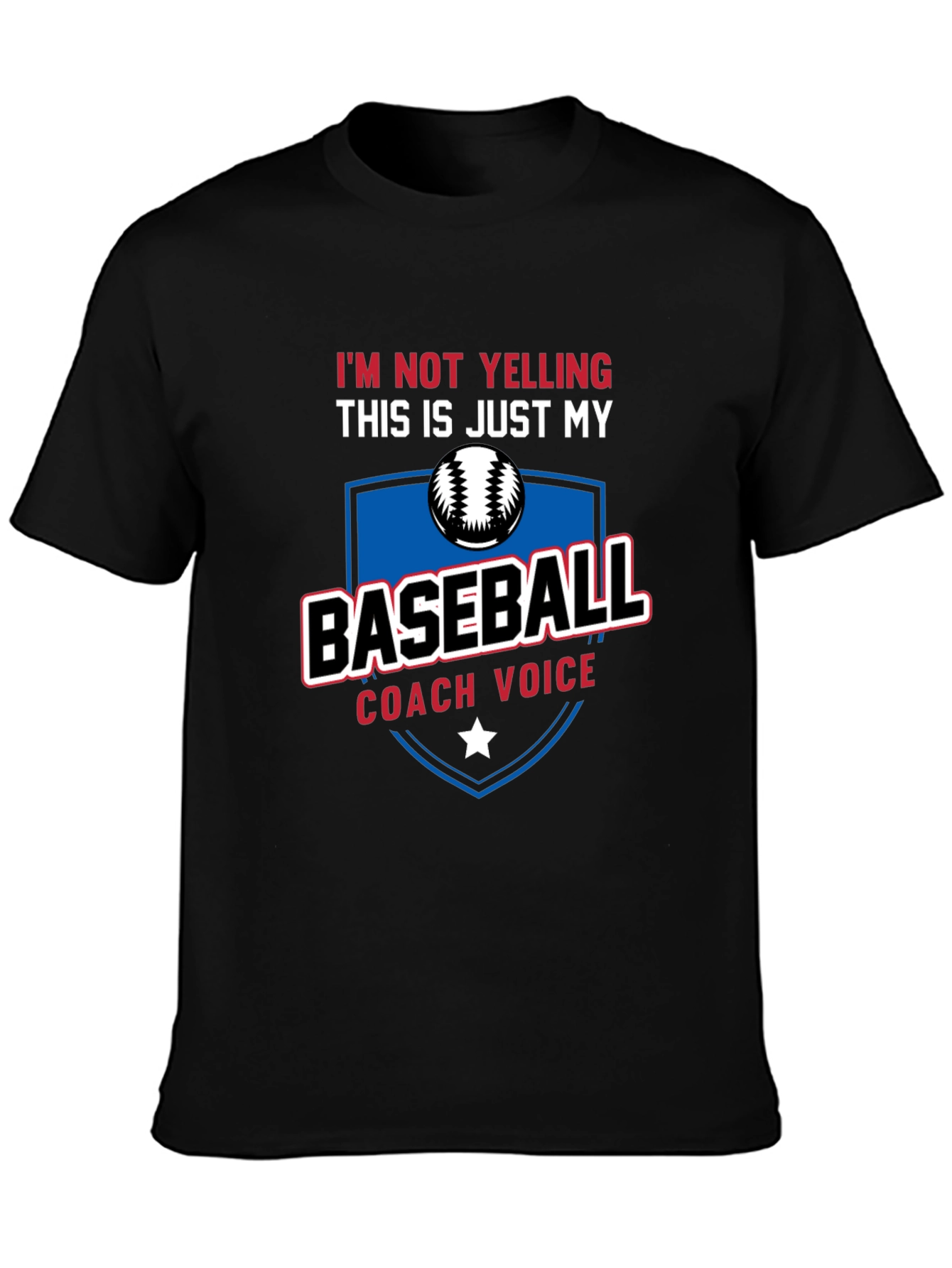 Black Baseball Coach Voice T-Shirt view 3