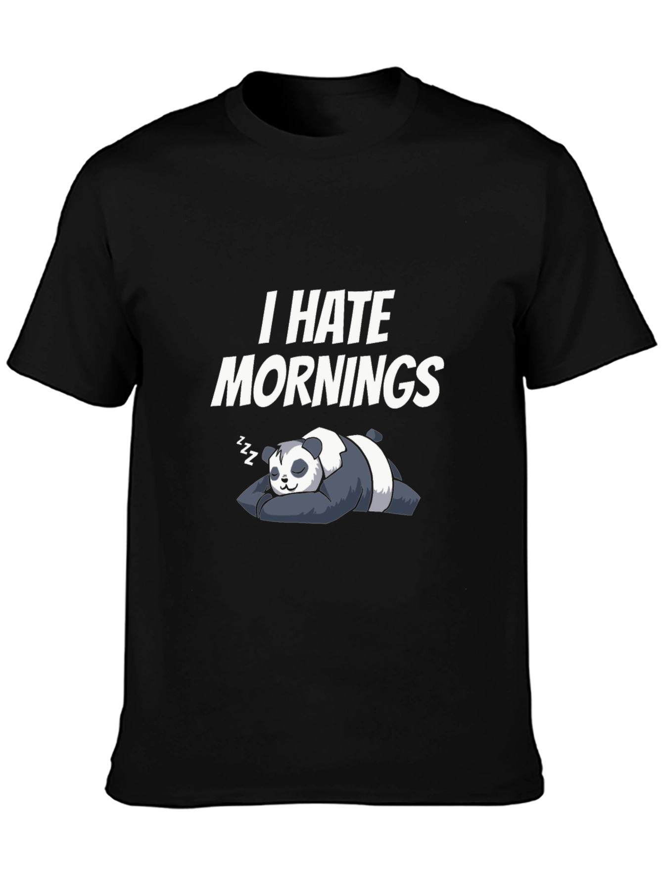 Black I Hate Mornings Panda T-Shirt view 3