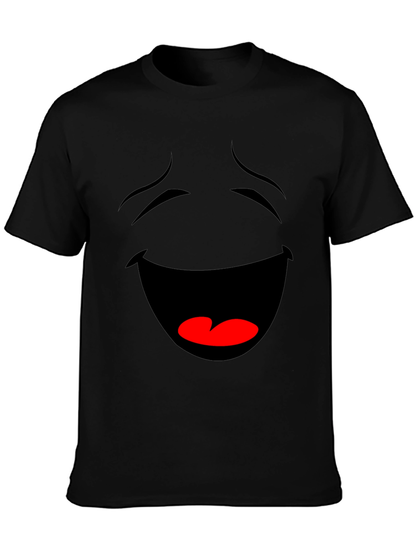 Black Laughing Face Graphic Tee - Black Cotton T-Shirt view 3