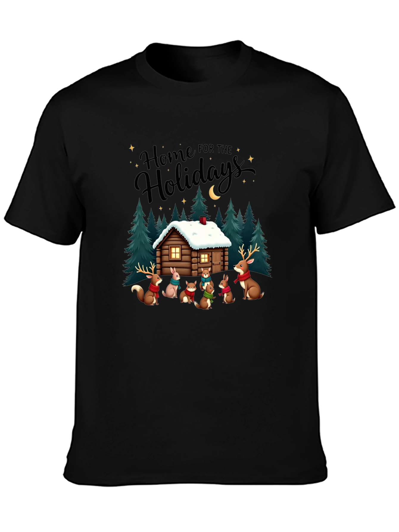 Black Home for the Holidays Cabin Crew T-Shirt view 3